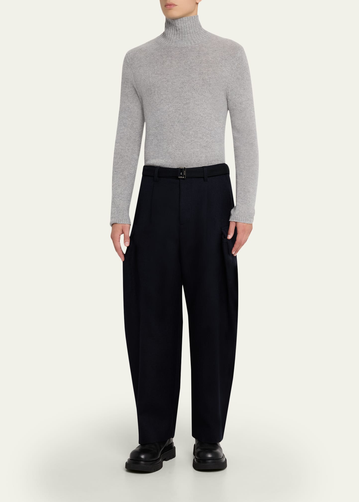 SACAI Men's Double-Faced Melton Wool Oversized Cargo Pants