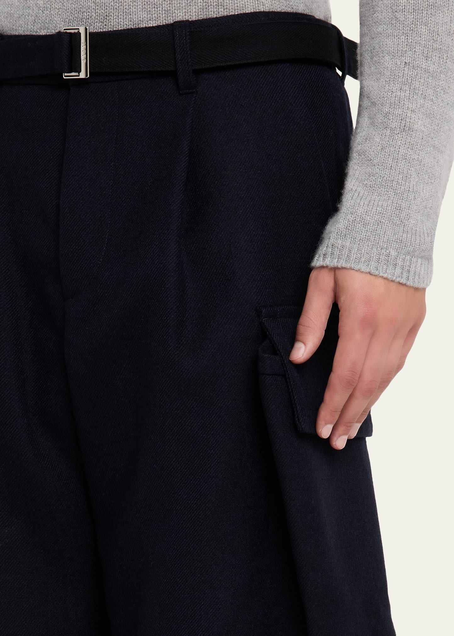 SACAI Men's Double-Faced Melton Wool Oversized Cargo Pants