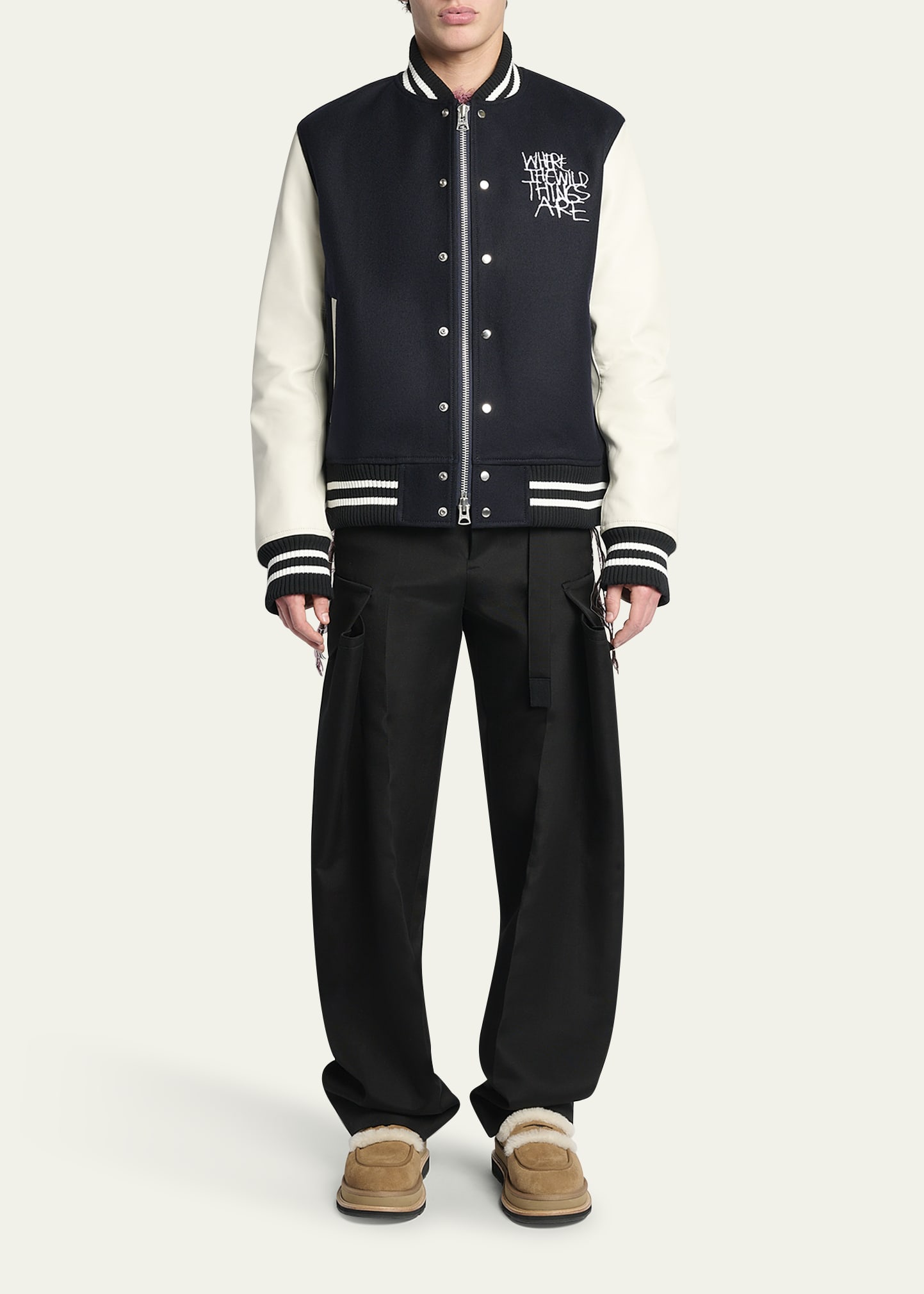 SACAI Men's Leather & Wool Where The Wild Things Are Varsity