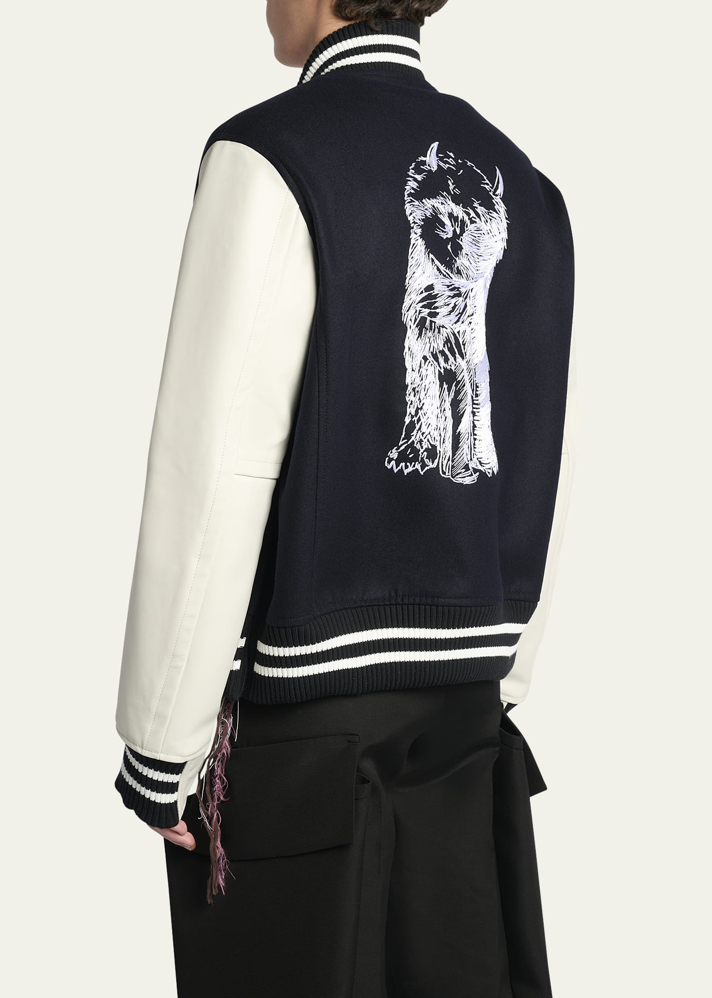 SACAI Men's Leather & Wool Where The Wild Things Are Varsity