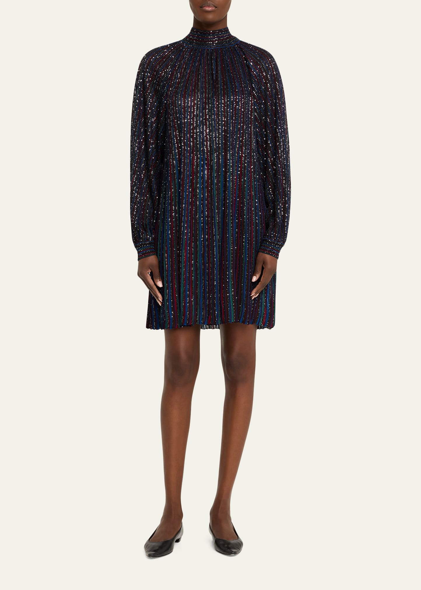 Missoni Paillette Striped Long-Sleeve Mini Dress - Bergdorf Goodman