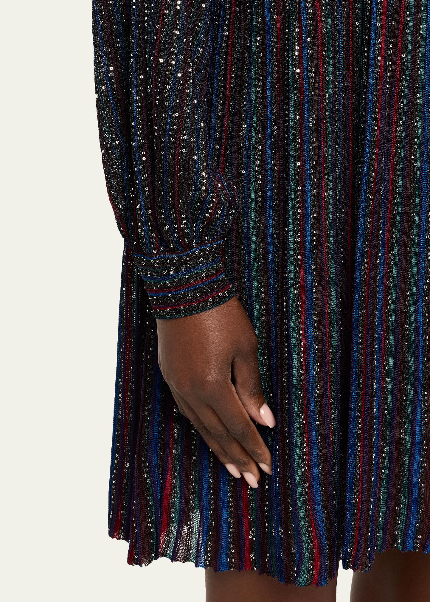 Missoni Paillette Striped Long-Sleeve Mini Dress - Bergdorf Goodman