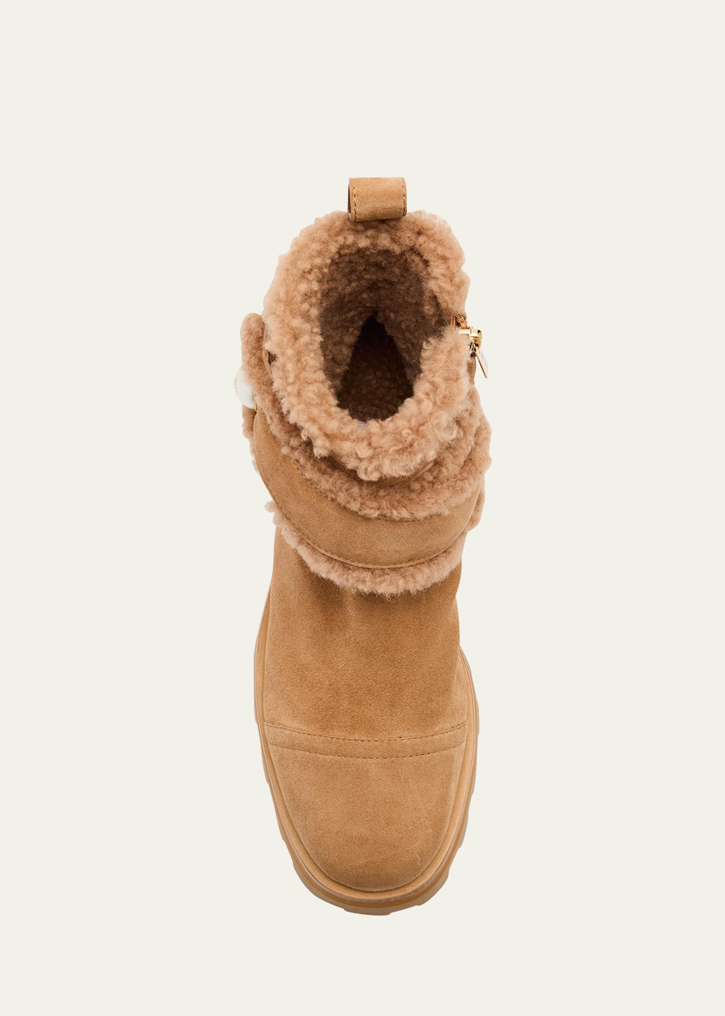 Jimmy Choo Meena Suede and Shearling Zip Ankle Boots - Bergdorf