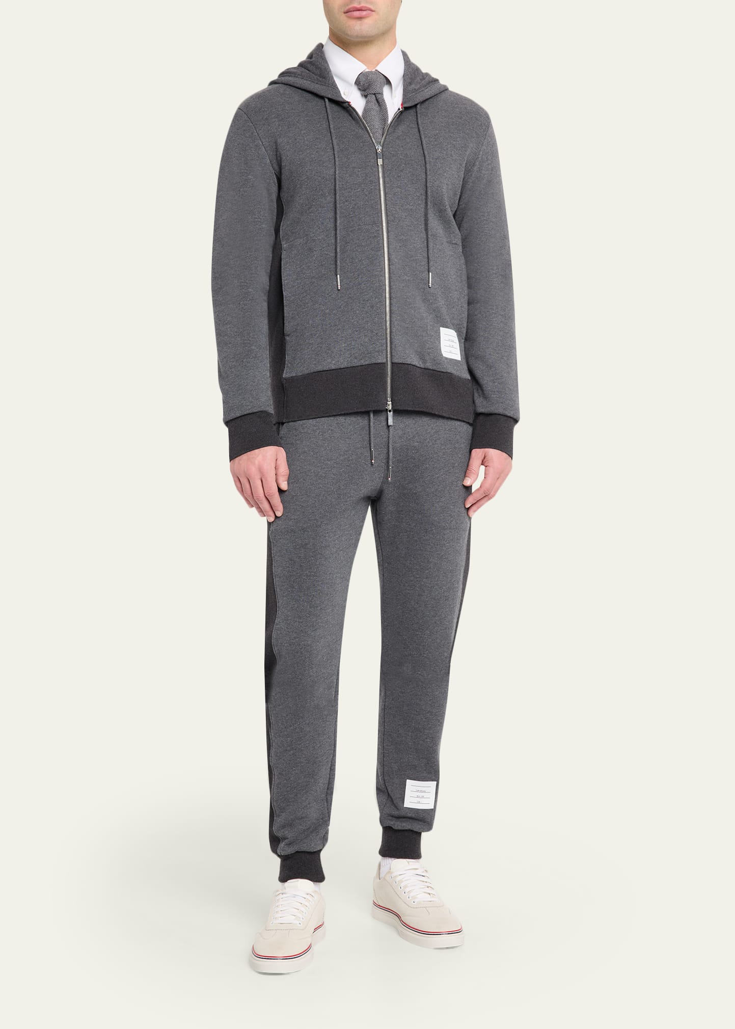 Thom Browne Men's Cotton 4-Bar Stripe Full-Zip Hoodie - Bergdorf