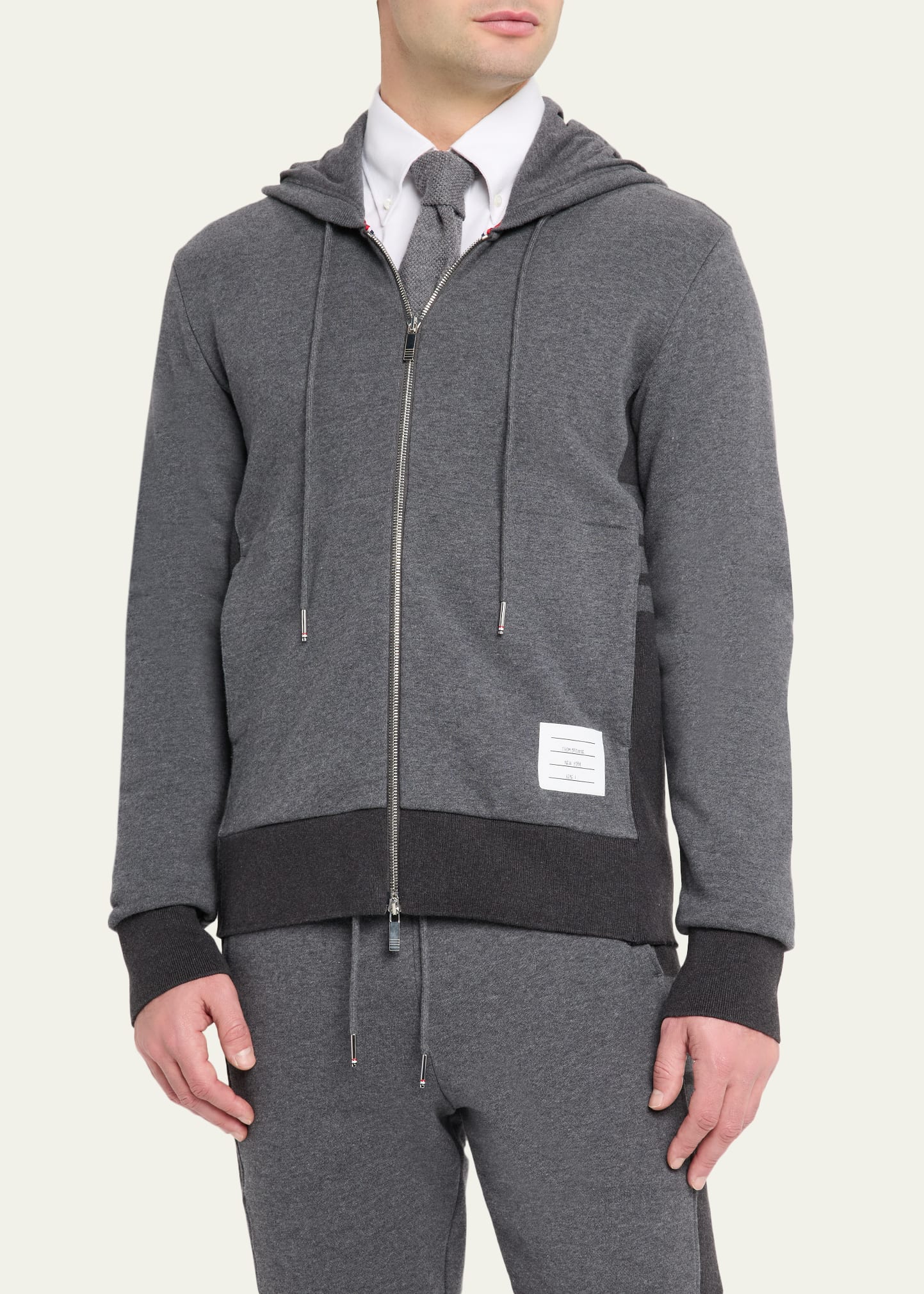 Thom Browne Men's Cotton 4-Bar Stripe Full-Zip Hoodie - Bergdorf