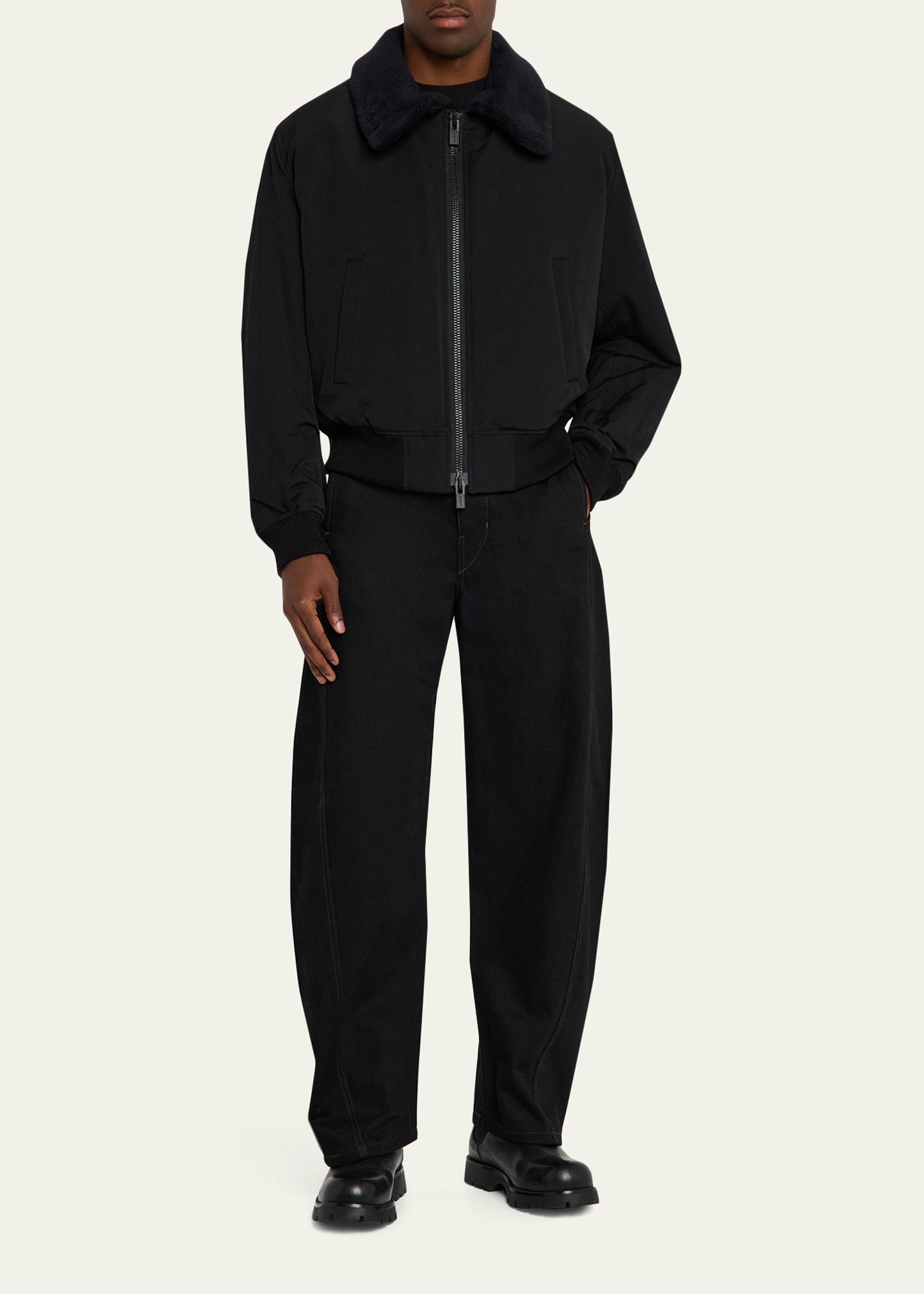ジャケット・アウター Yohji Yamamoto +noir jacket 02AW wool 2 Yohji Yamamoto Men's Wool Gabardine Flight Jacket with Removable