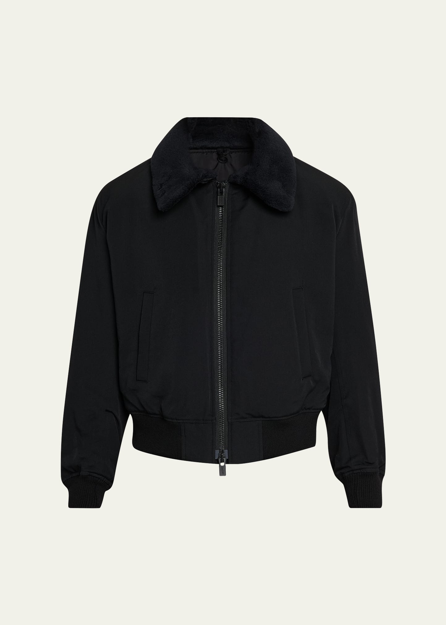 Yohji Yamamoto Men's Wool Gabardine Flight Jacket with Removable