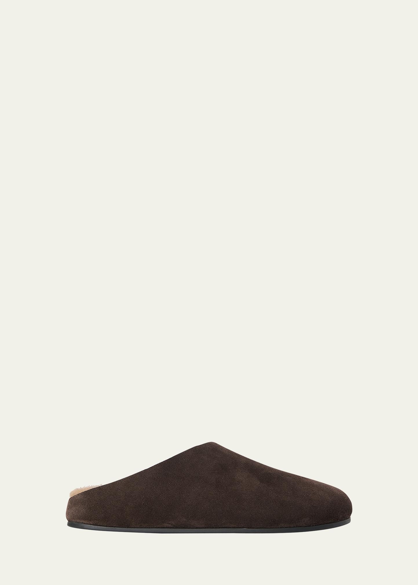The Row Hudson Shearling-Lined Suede Slide Mules - Bergdorf Goodman