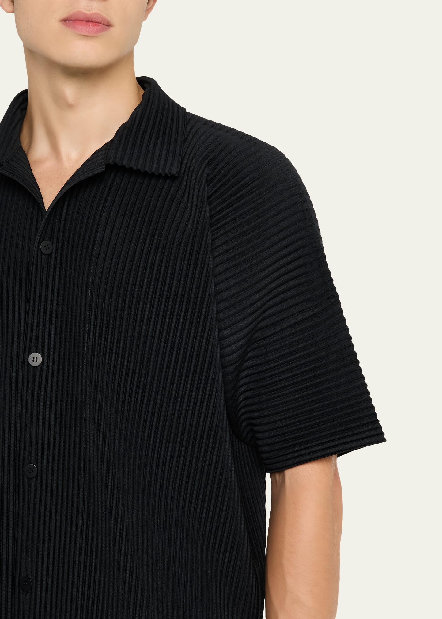 ラ*ン様 HOMME PLISSÉ ISSEY MIYAKE S/S shirt mc-july-shirt-in-black-men-s-