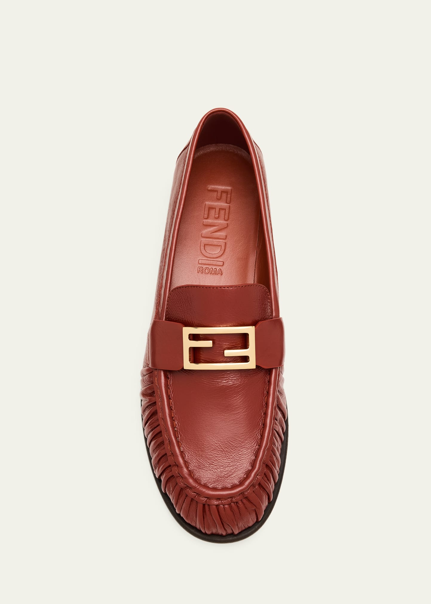 Fendi Baguette Ruched Leather Loafers - Bergdorf Goodman