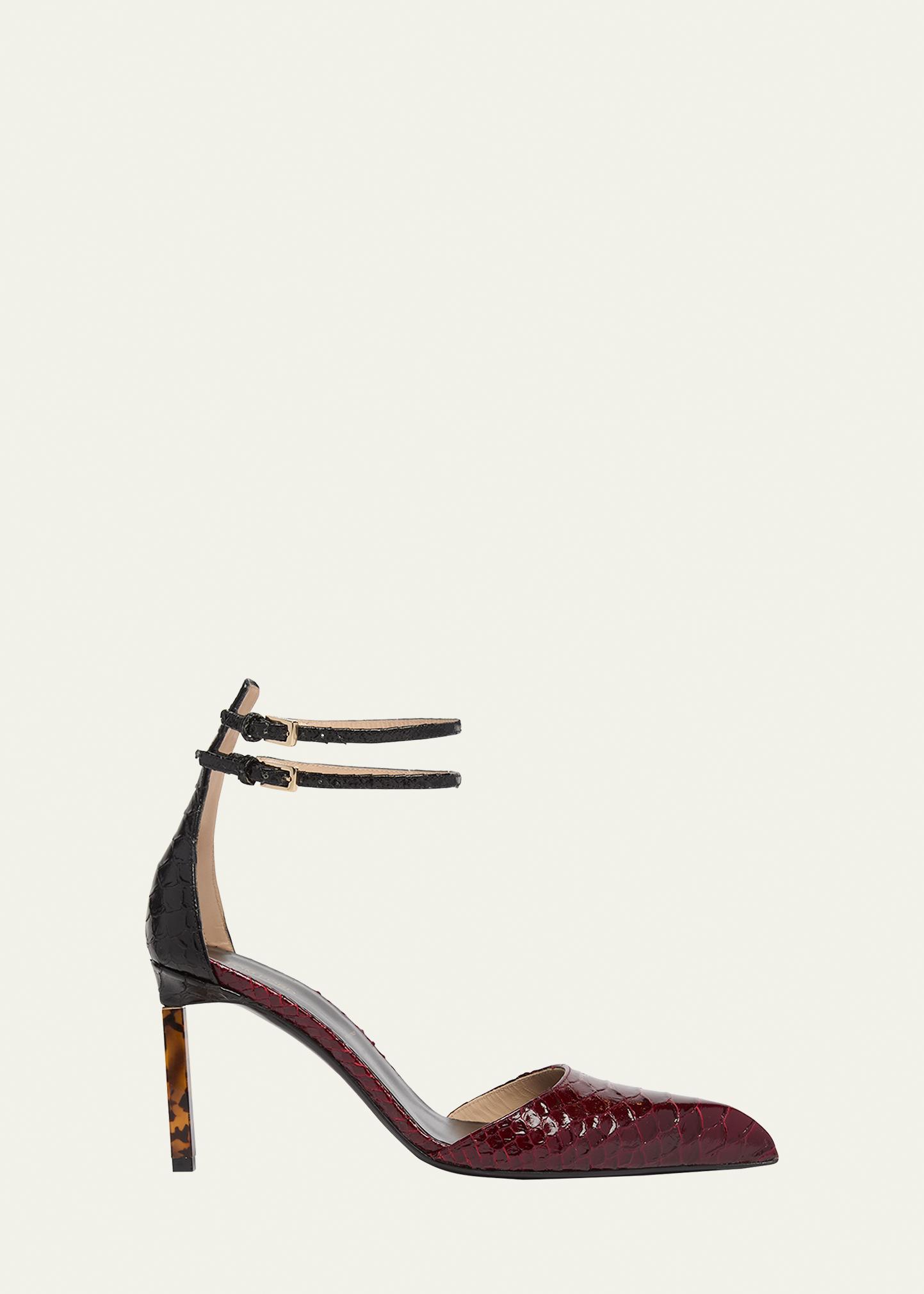 Tom Ford Python Stamped Leather Double Ankle Strap Pumps