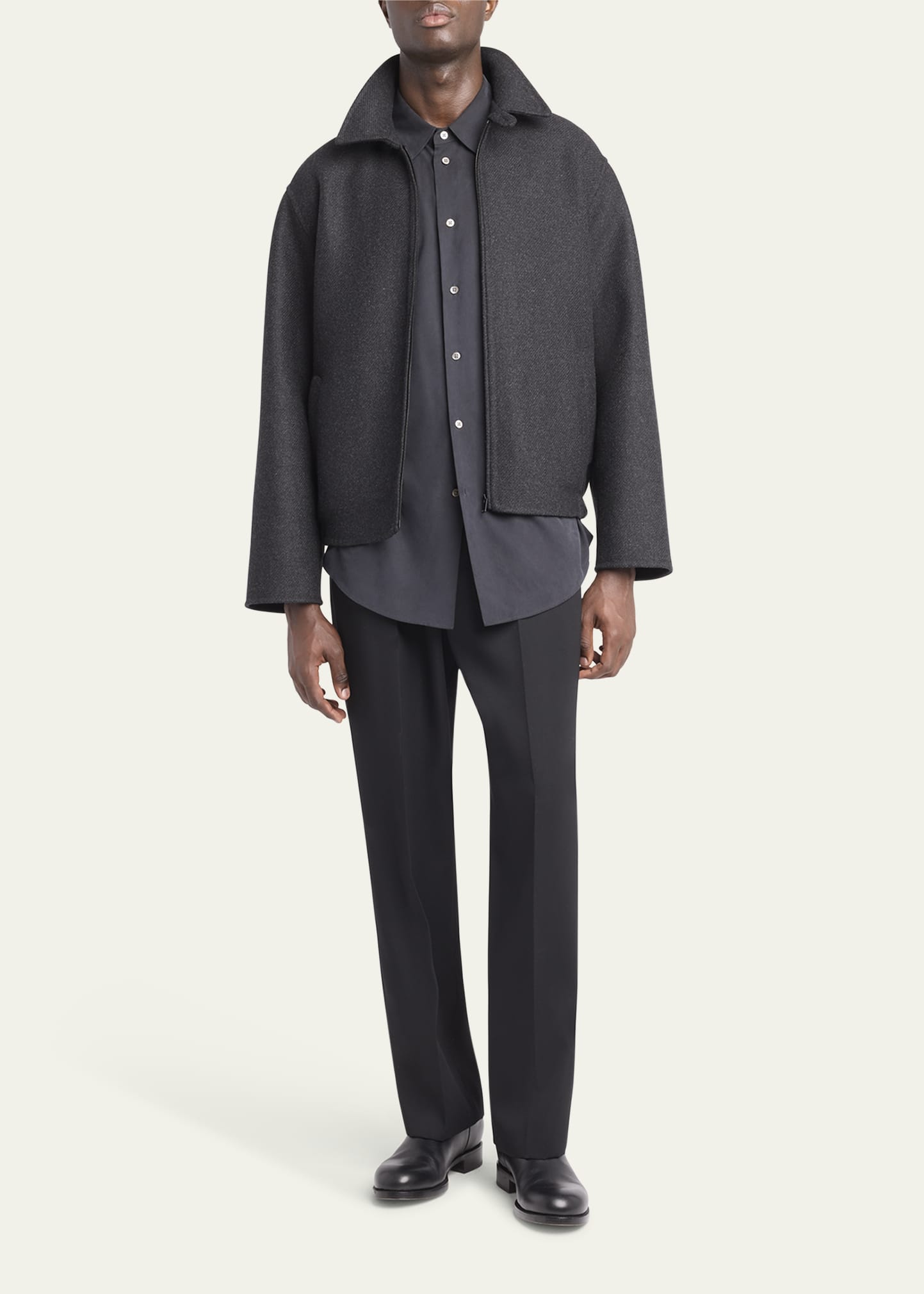 THE ROW Men's Dantes Melton Wool Full-Zip Bouson - Bergdorf Goodman