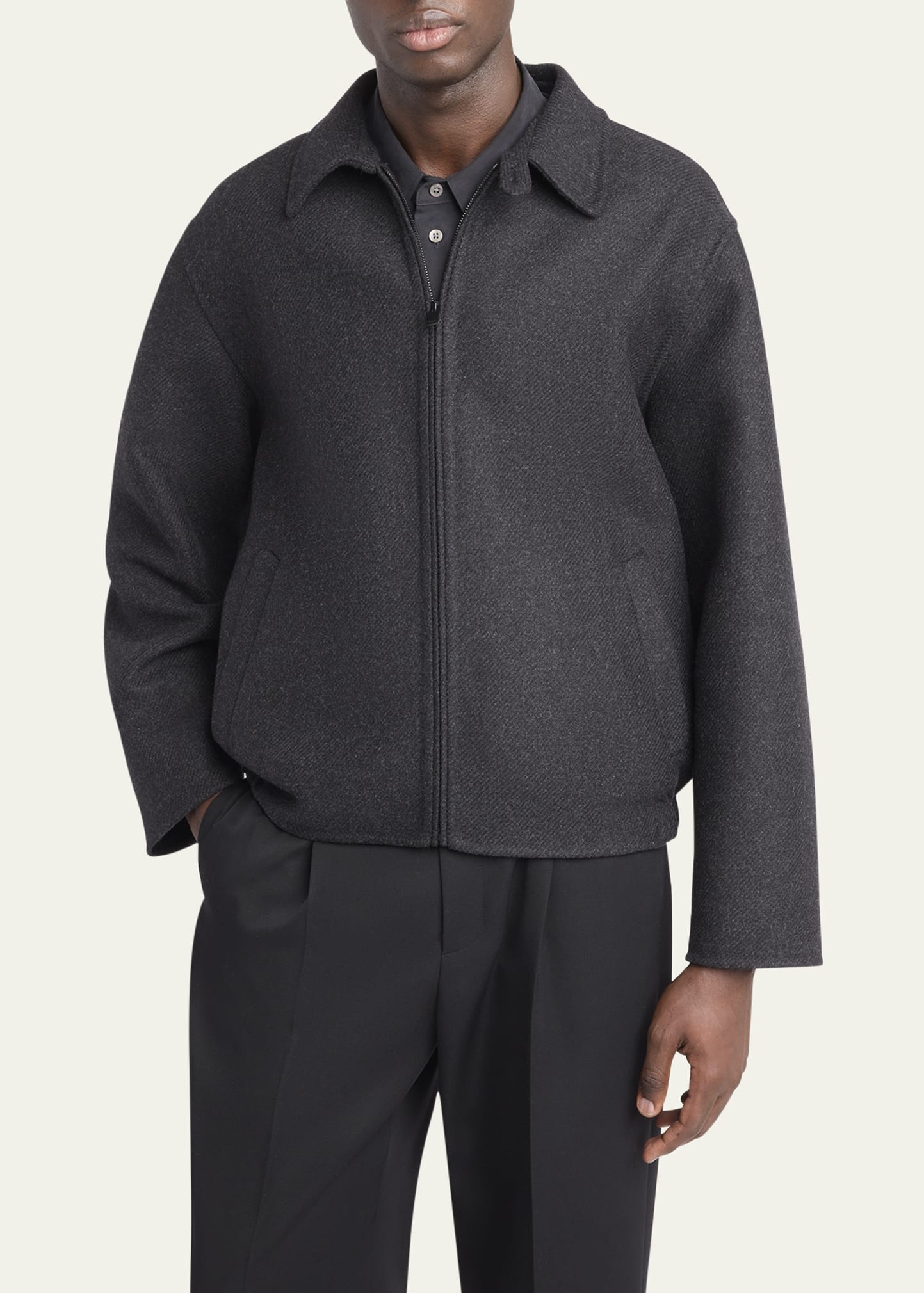 THE ROW Men's Dantes Melton Wool Full-Zip Bouson - Bergdorf Goodman