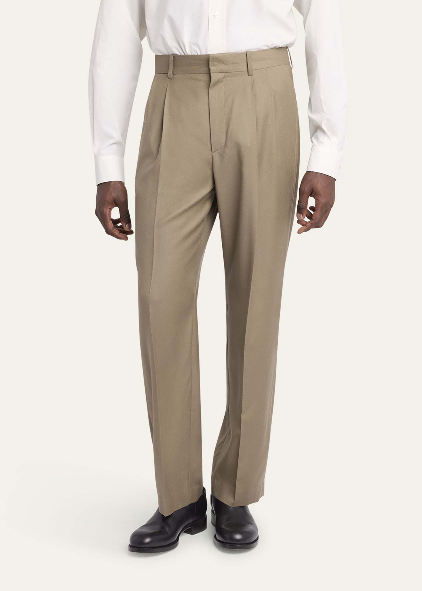 THE ROW Men's Zev Flannel Double-Pleated Pants - Bergdorf Goodman
