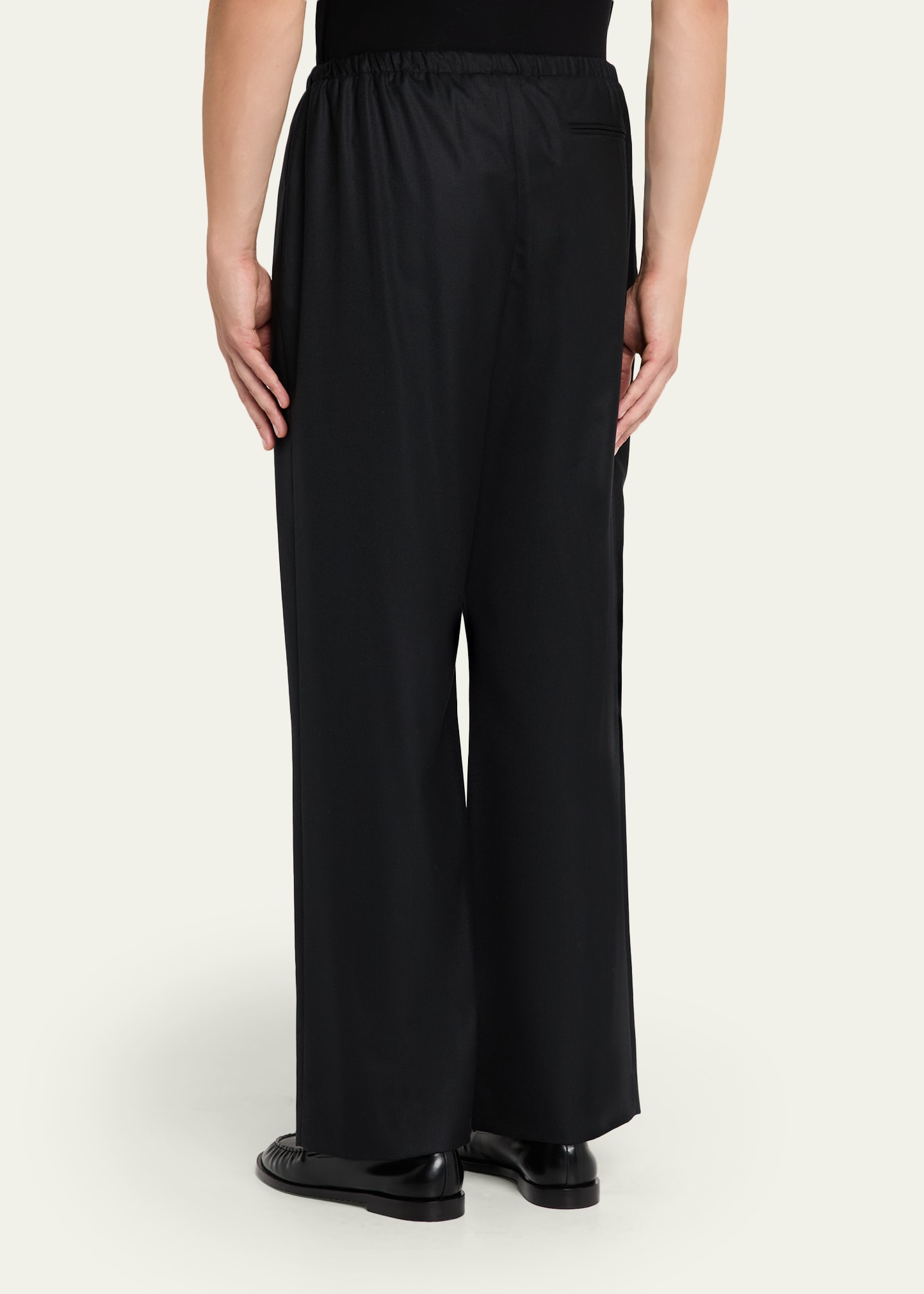 THE ROW Men's Xon Wool Flannel Relaxed-Fit Drawstring Pants
