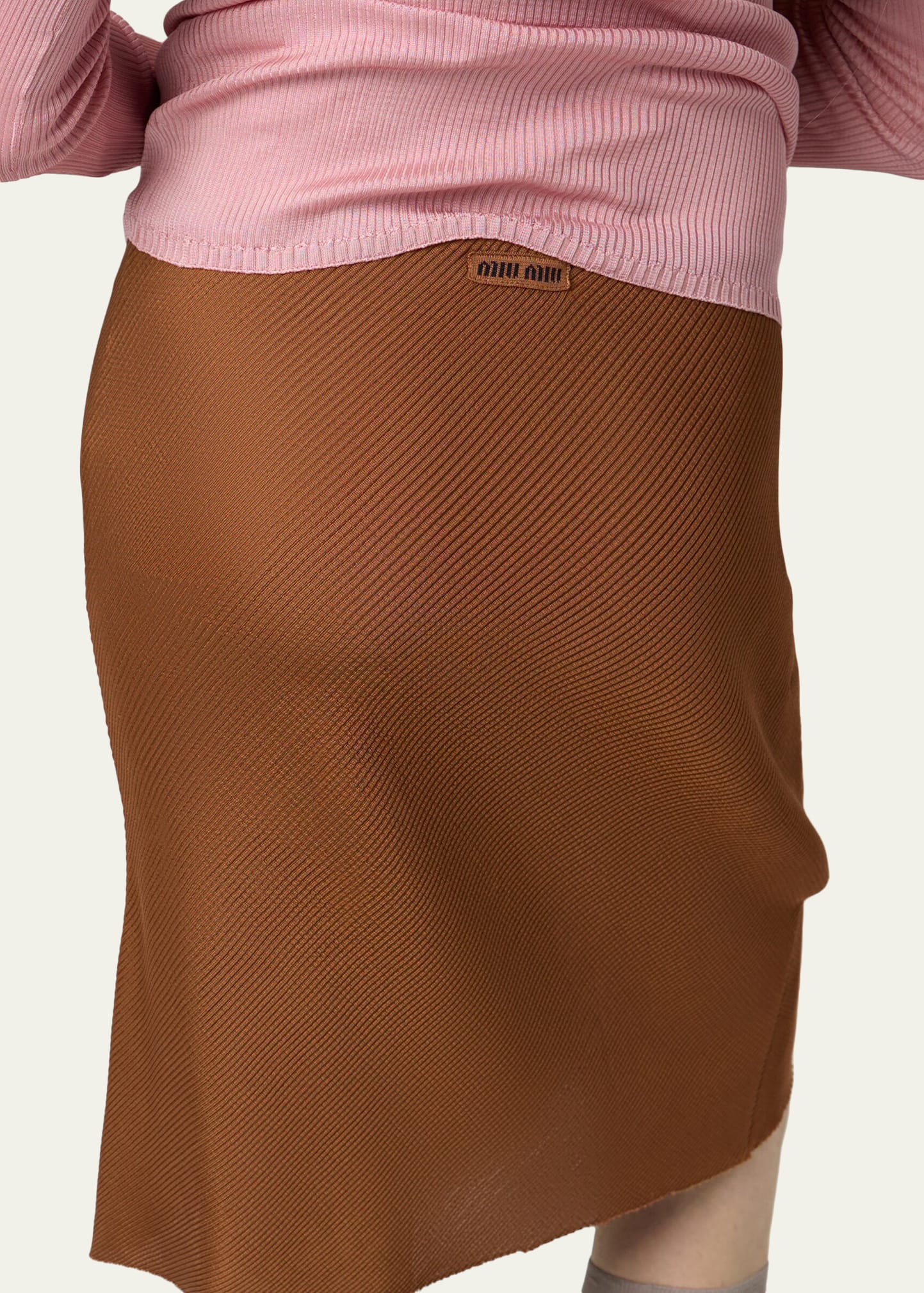 Miu Miu Diagonal Rib Silk Skirt - Bergdorf Goodman