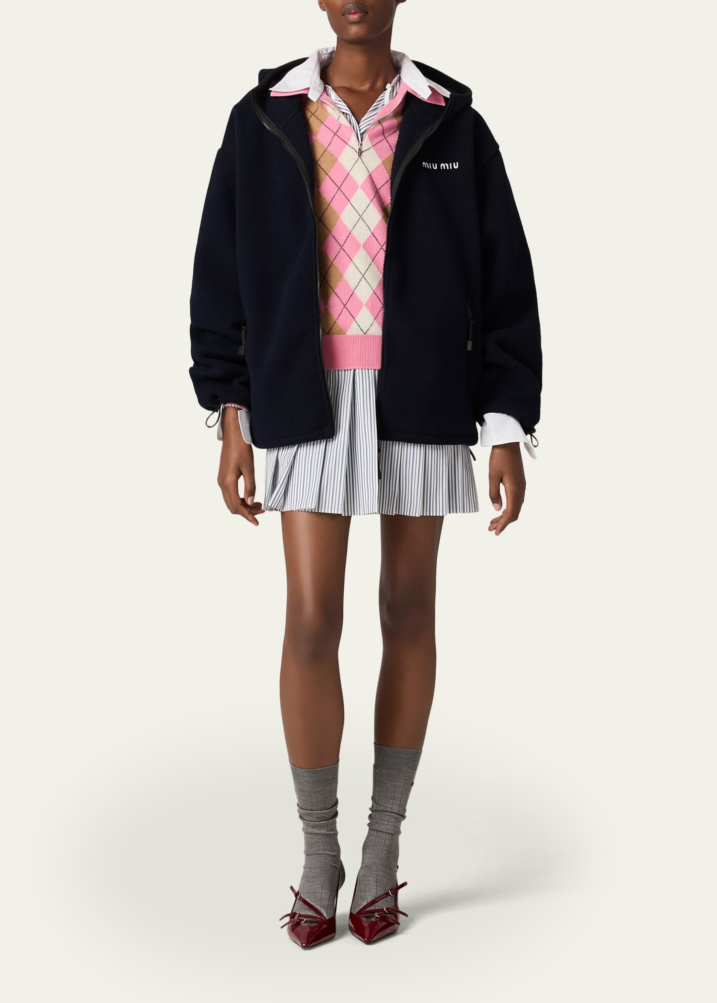 Miu Miu Hooded Fleece Jacket - Bergdorf Goodman