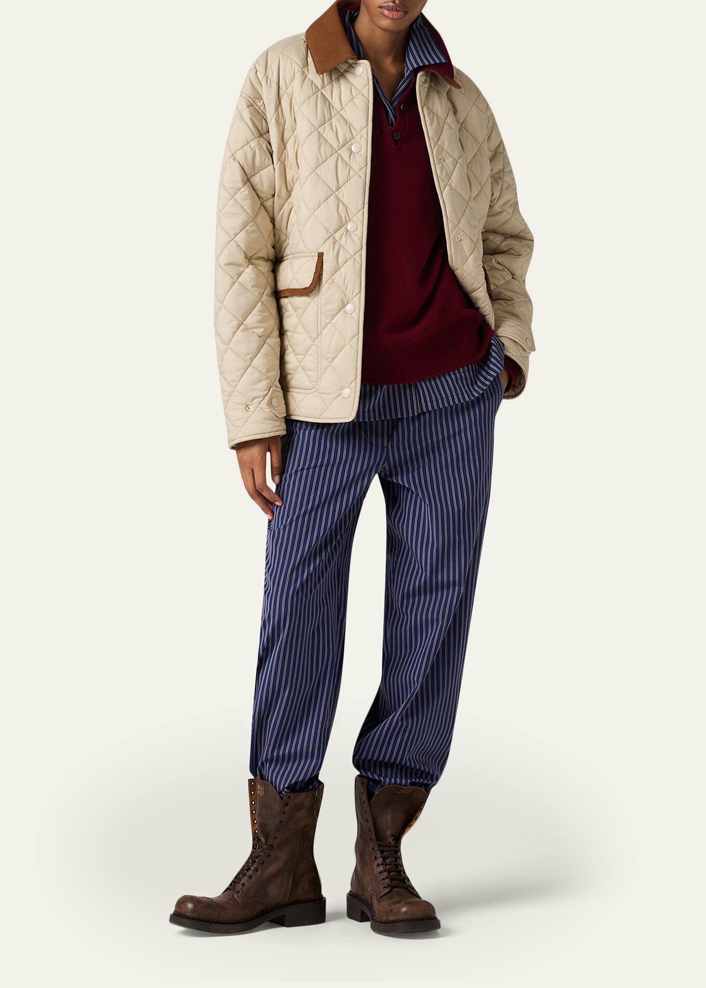 Miu Miu Suede-Trim Quilted Barn Jacket - Bergdorf Goodman