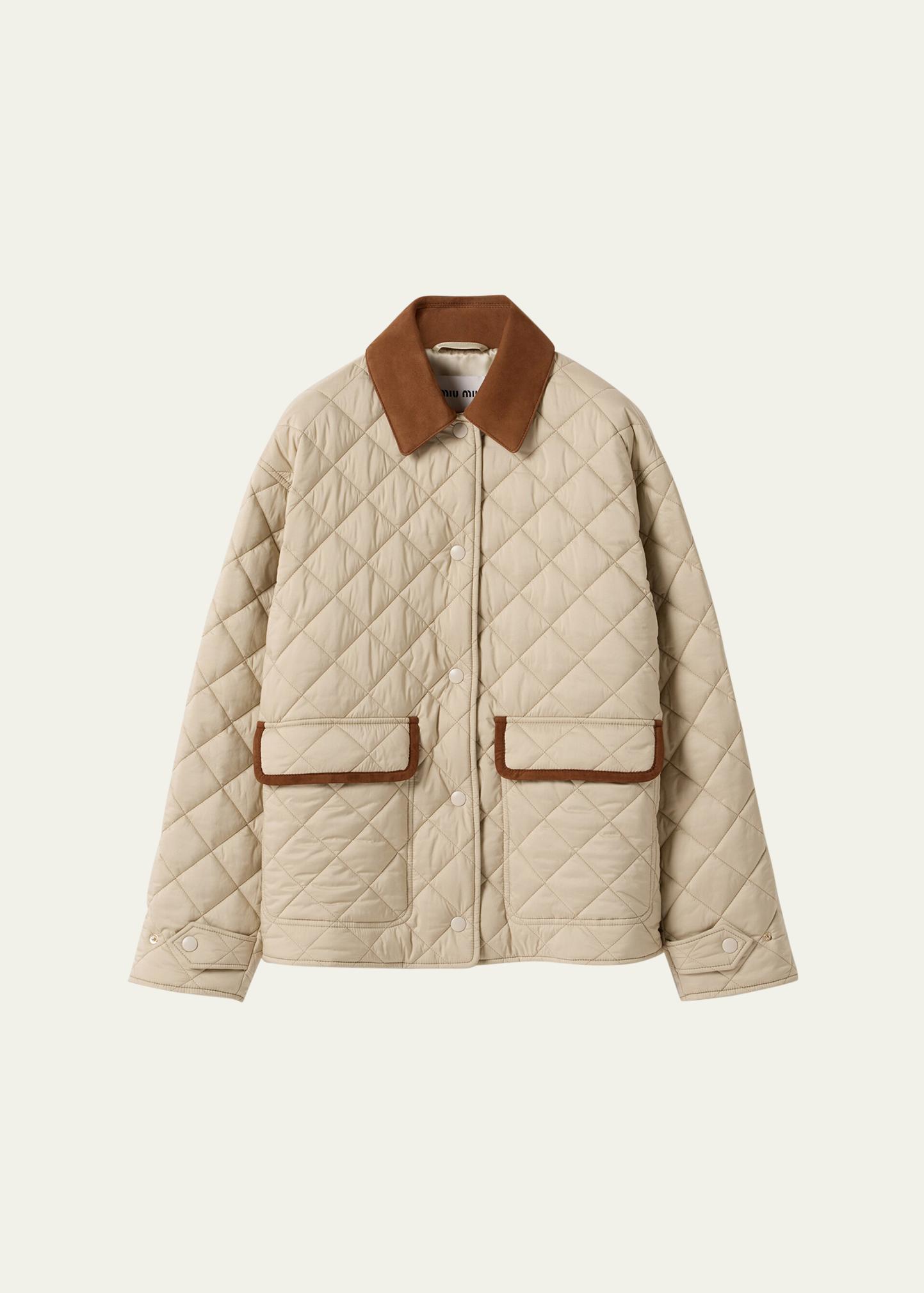 Miu Miu Suede-Trim Quilted Barn Jacket - Bergdorf Goodman