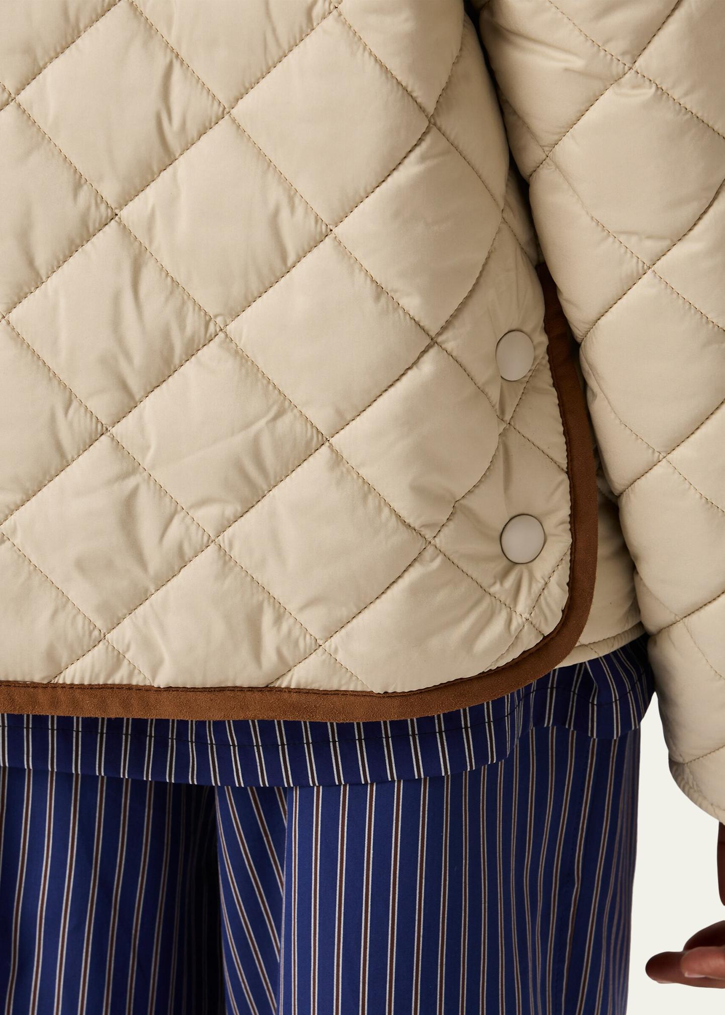 Miu Miu Suede-Trim Quilted Barn Jacket - Bergdorf Goodman
