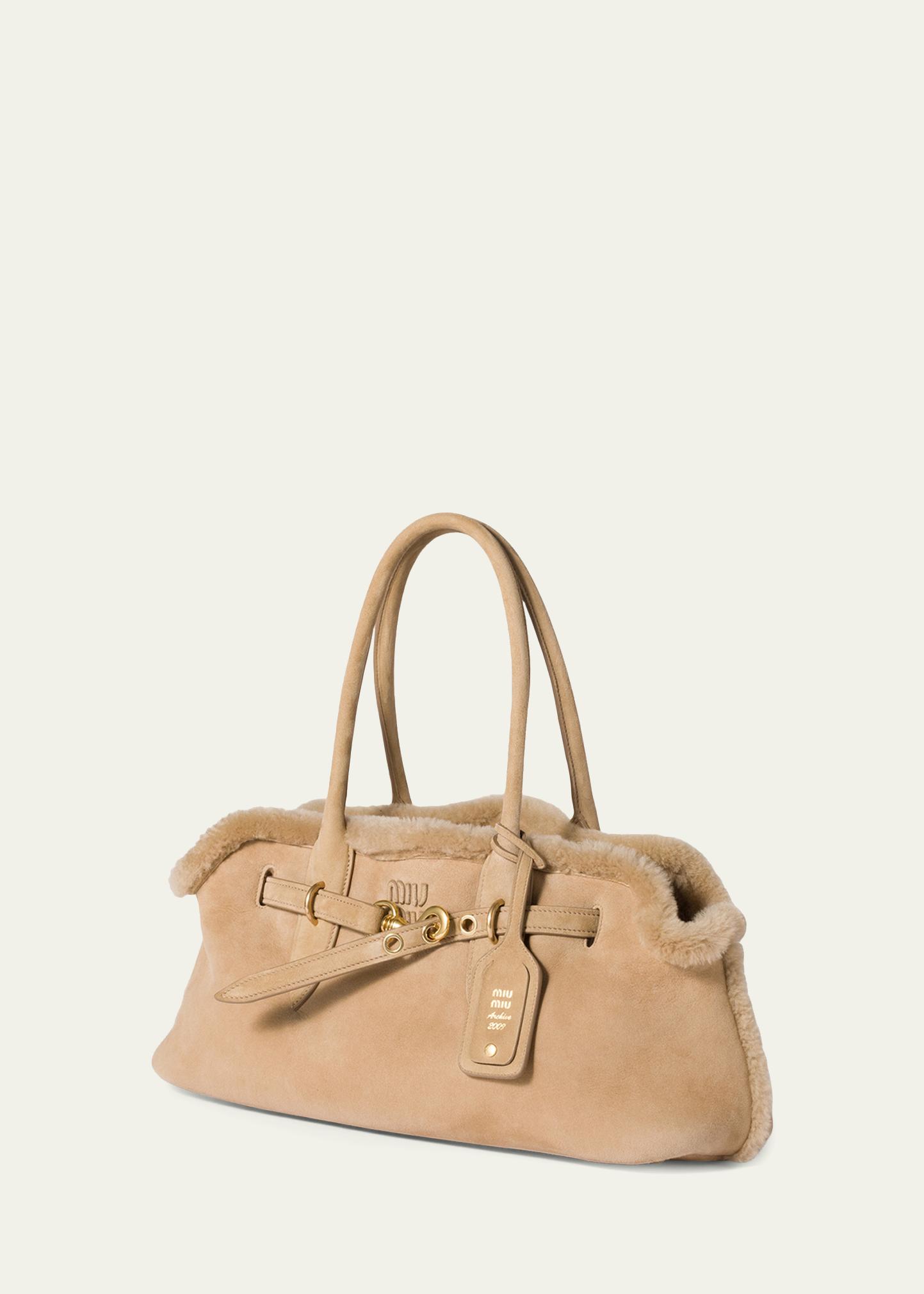 Miu Miu Aventure Belted Shearling Shoulder Bag - Bergdorf Goodman