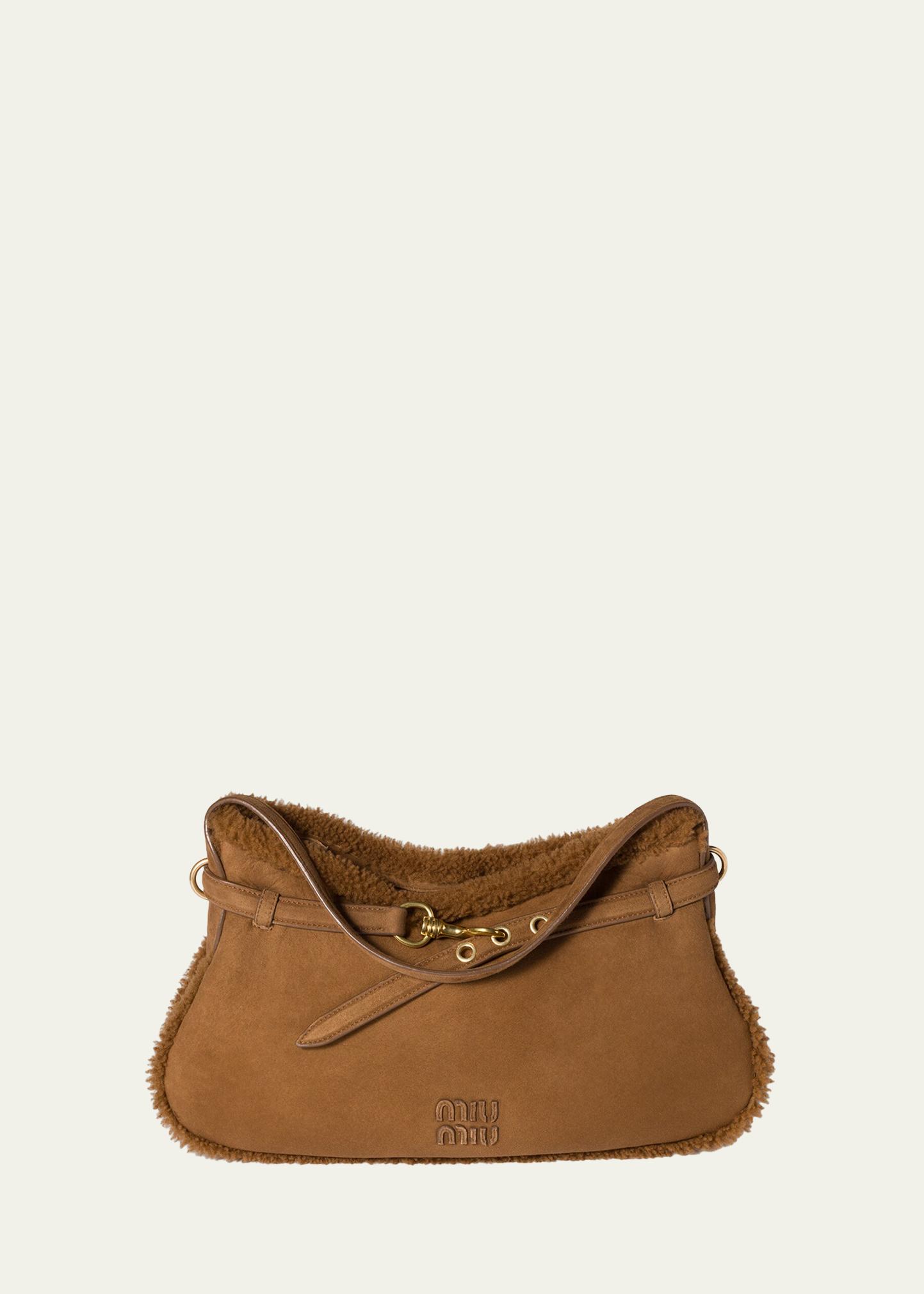 Miu Miu Aventure Belted Shearling & Suede Shoulder Bag - Bergdorf