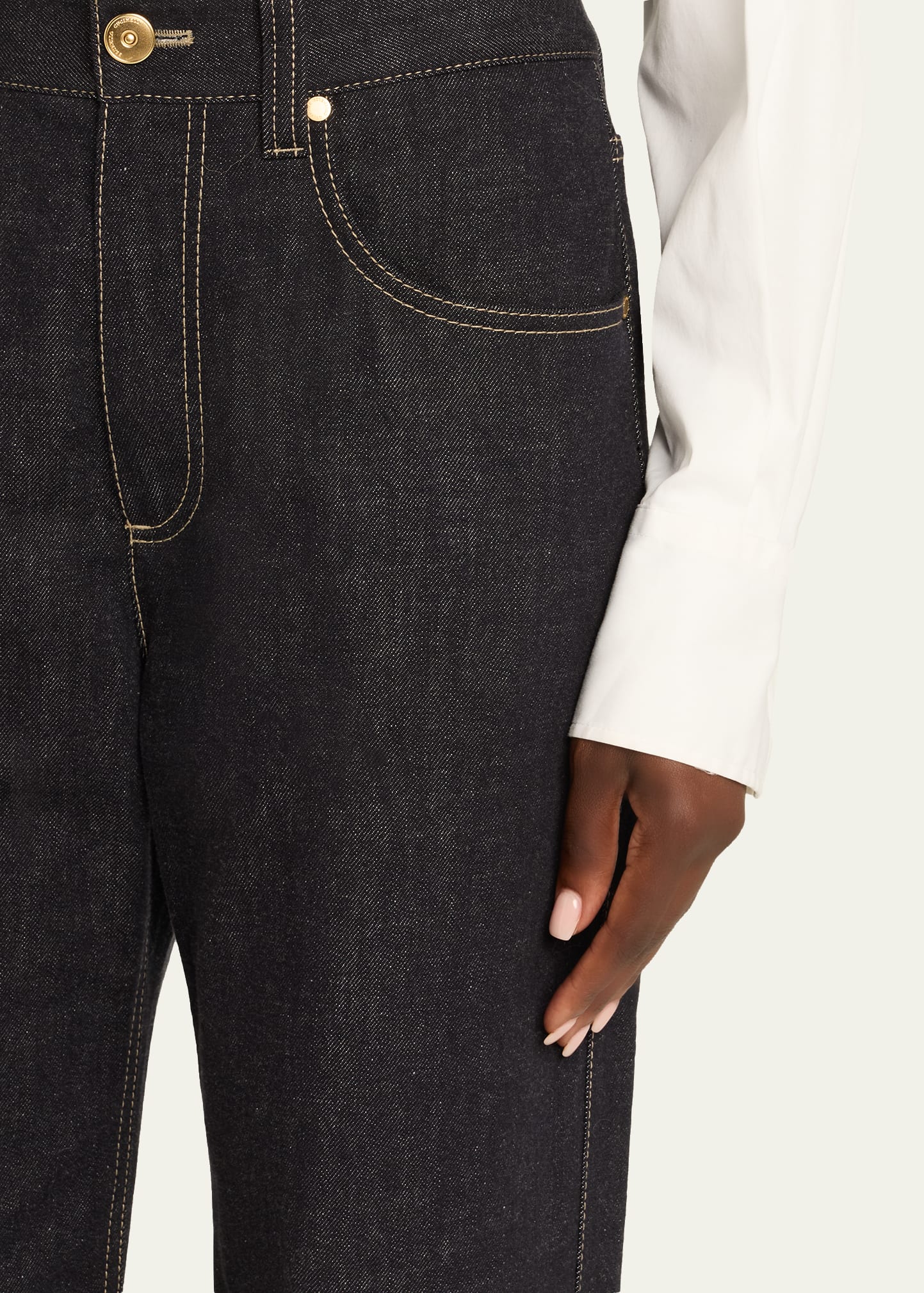 Brunello Cucinelli Dark-Wash Wide-Leg Cuffed Jeans - Bergdorf Goodman