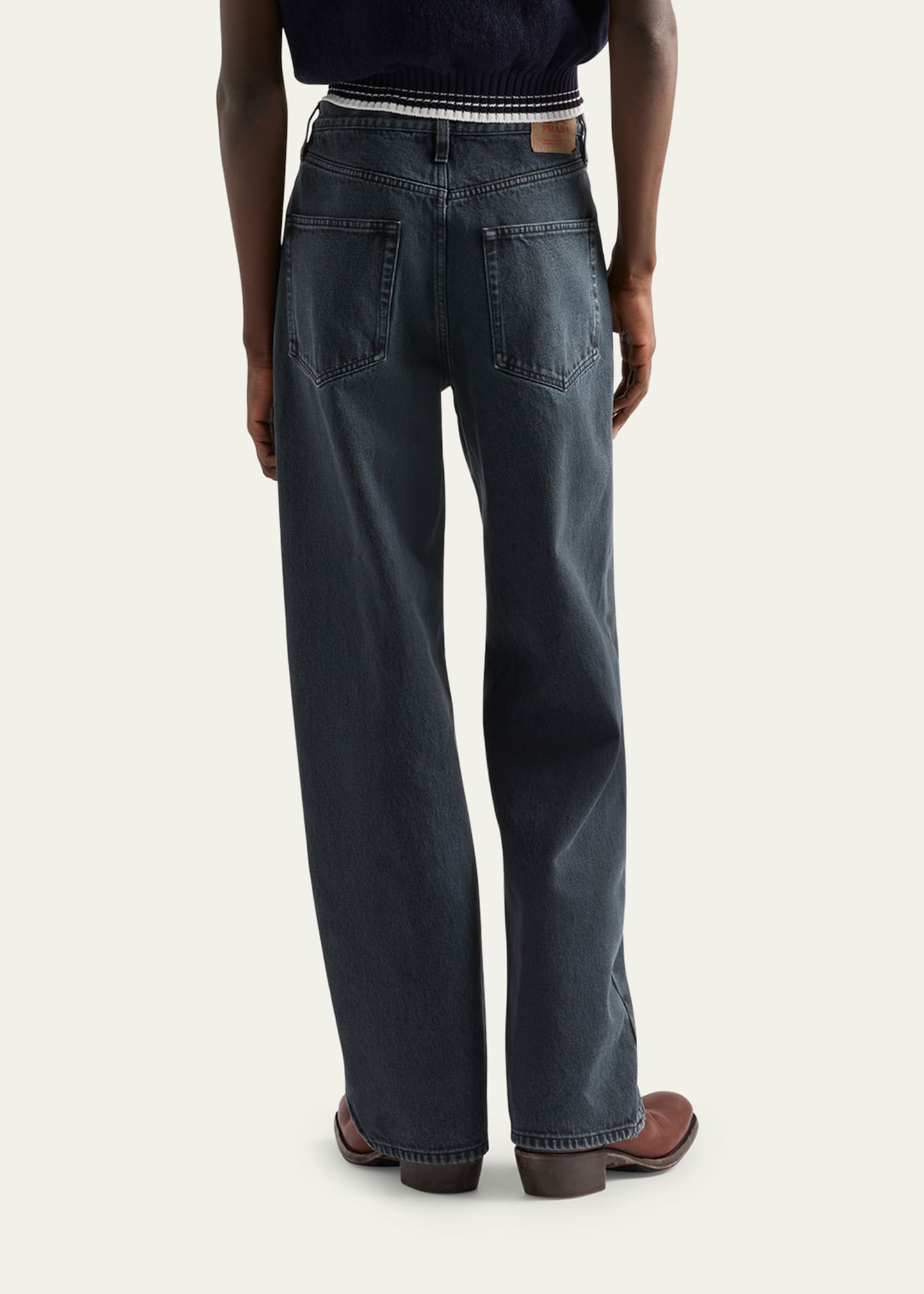 Prada Men's Overdyed Denim Wide-Leg Jeans - Bergdorf Goodman