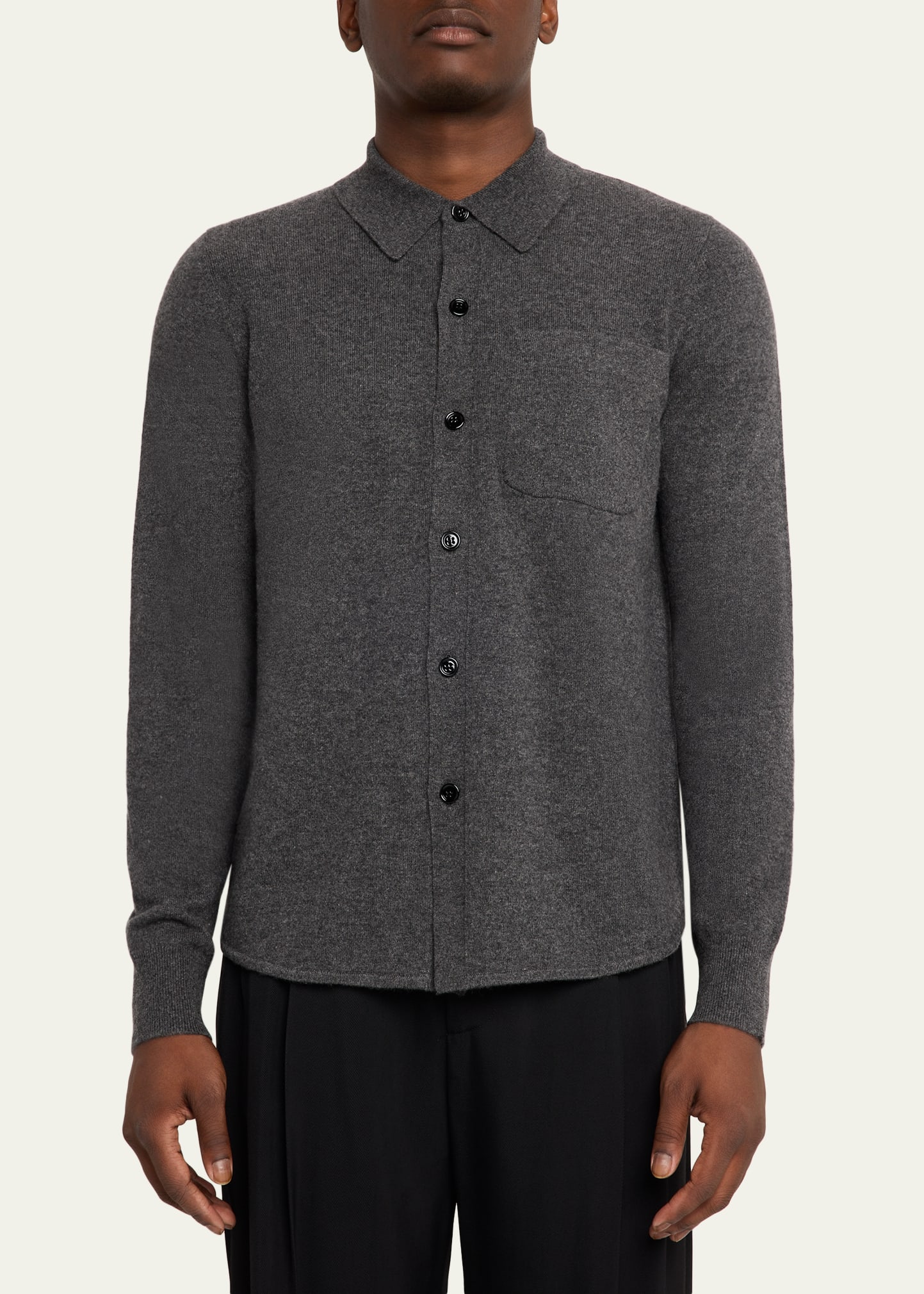 Dries Van Noten Men's Monaco Cashmere Knit Pocket Button-Down