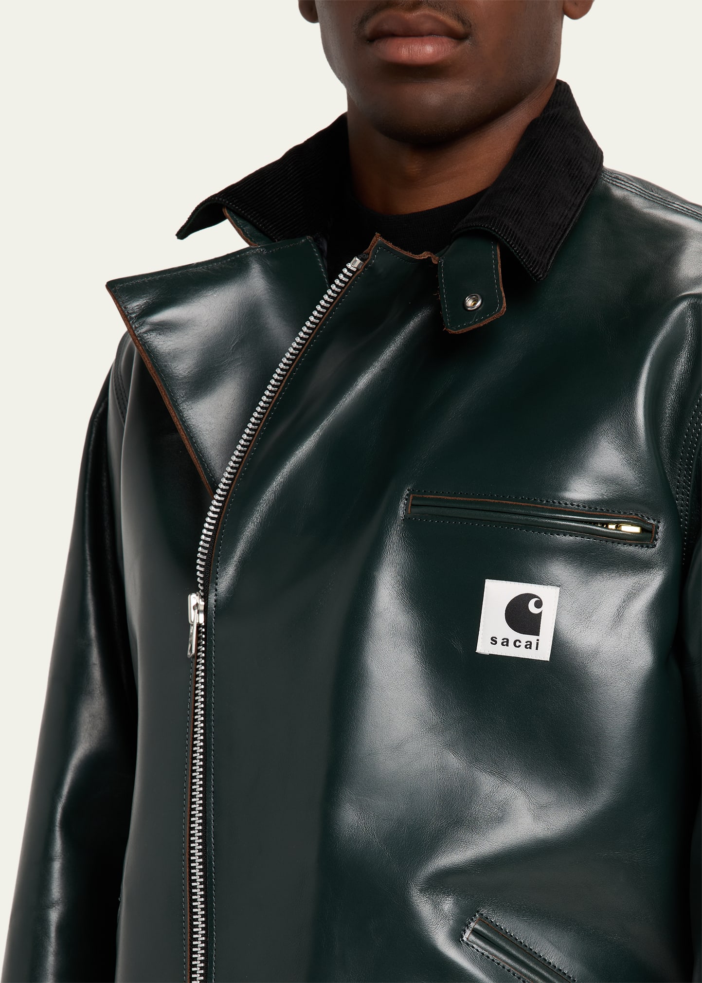 SACAI x CARHARTT WIP Men's Leather Moto Jacket - Bergdorf Goodman