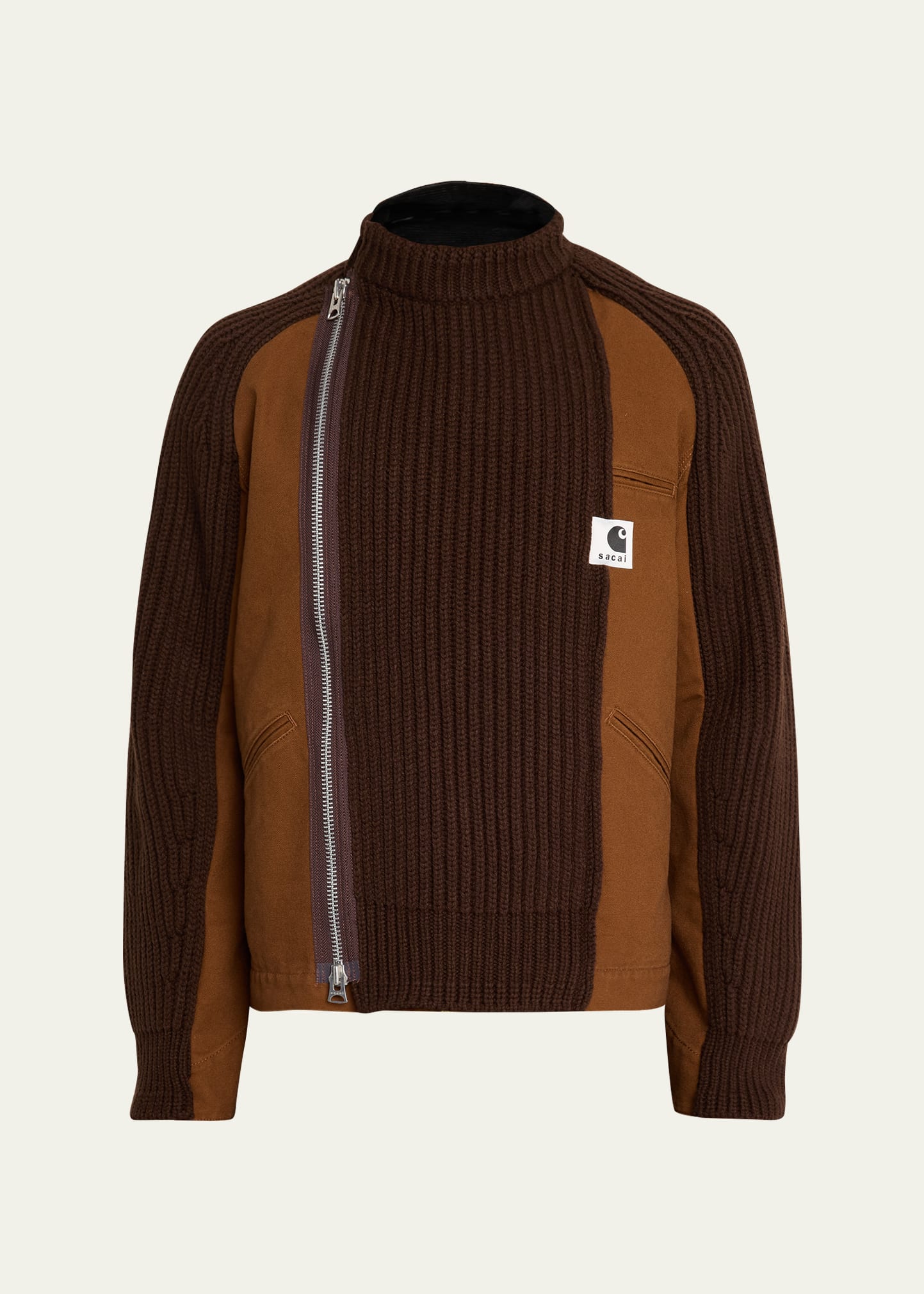 SACAI x CARHARTT WIP Men's Washed Duck & Wool Knit Blouson Jacket