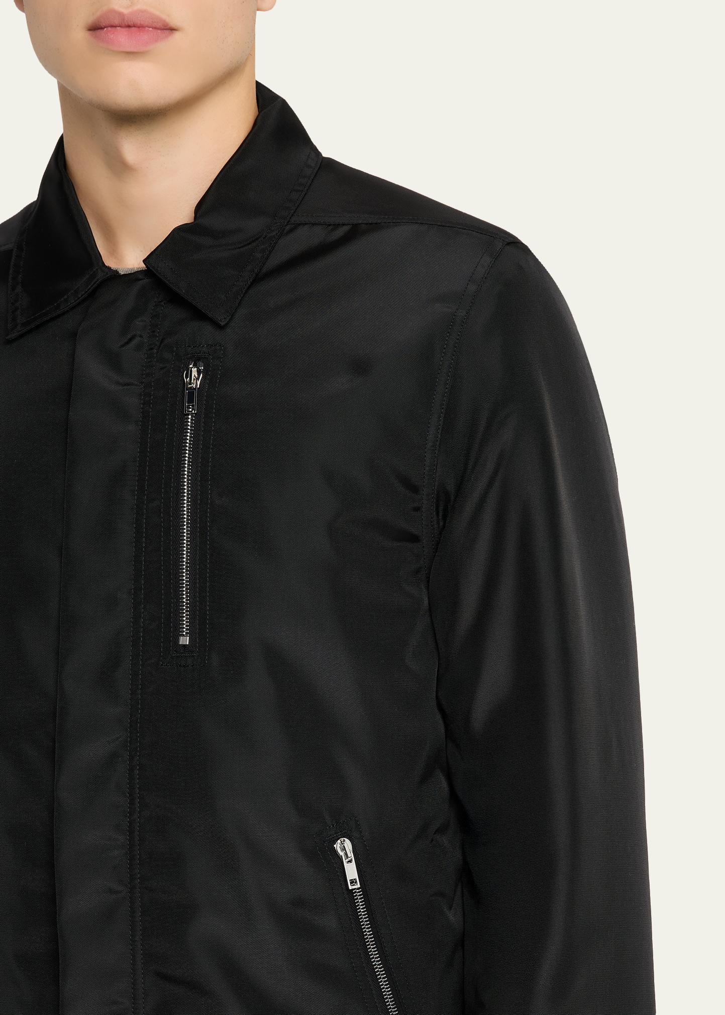 DRKSHDW RICK OWENS Men's Nylon Hidden-Zip Front Shirt Jacket