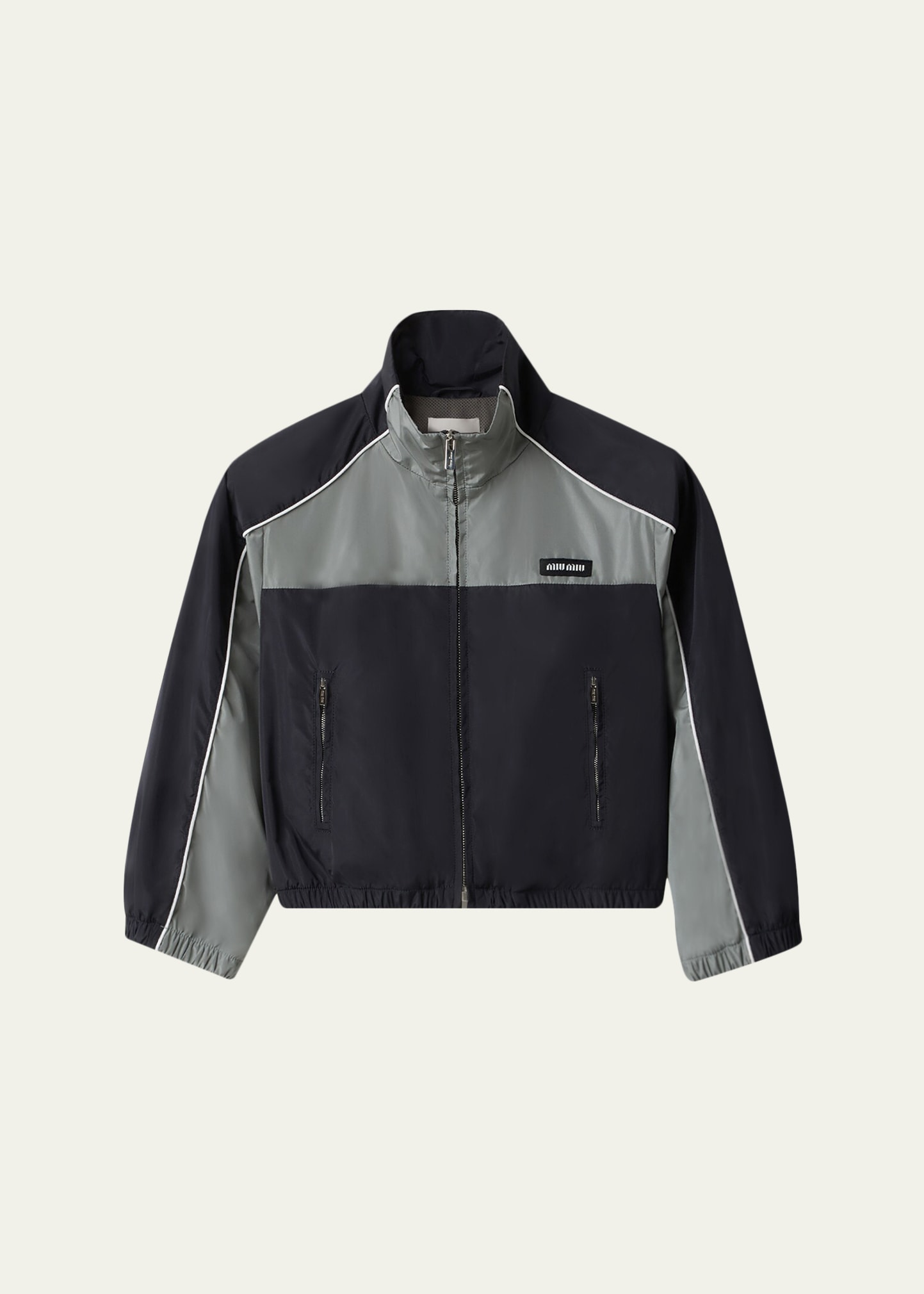 Miu Miu Cropped Technical Silk Colorblock Jacket - Bergdorf Goodman