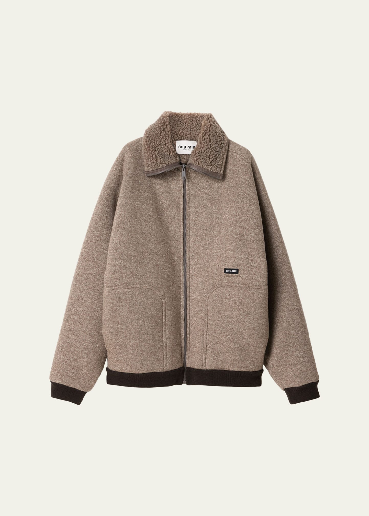 Miu Miu Faux Fur Lined Fleece Zip Jacket - Bergdorf Goodman