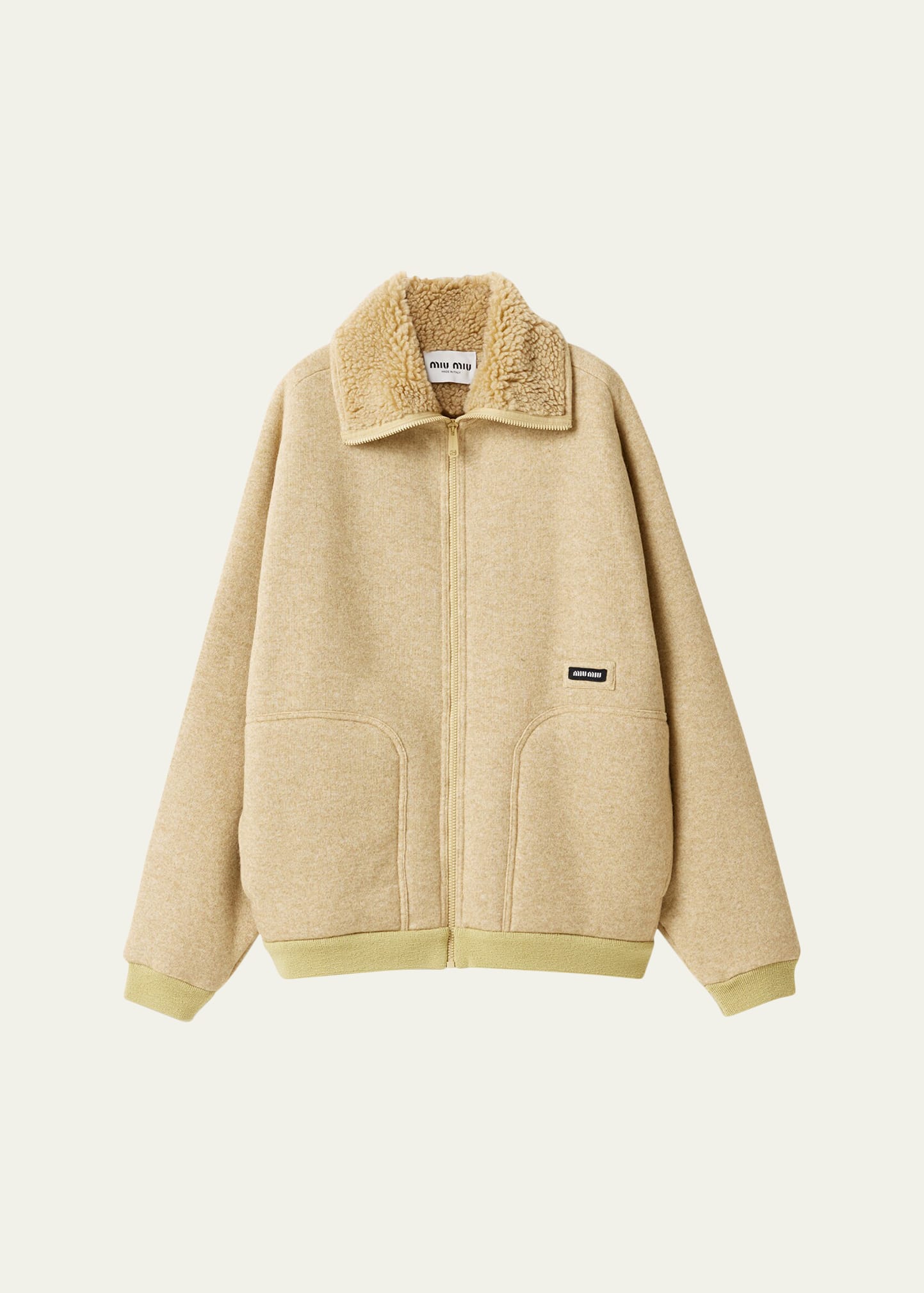 Miu Miu Faux Fur Lined Fleece Zip Jacket - Bergdorf Goodman