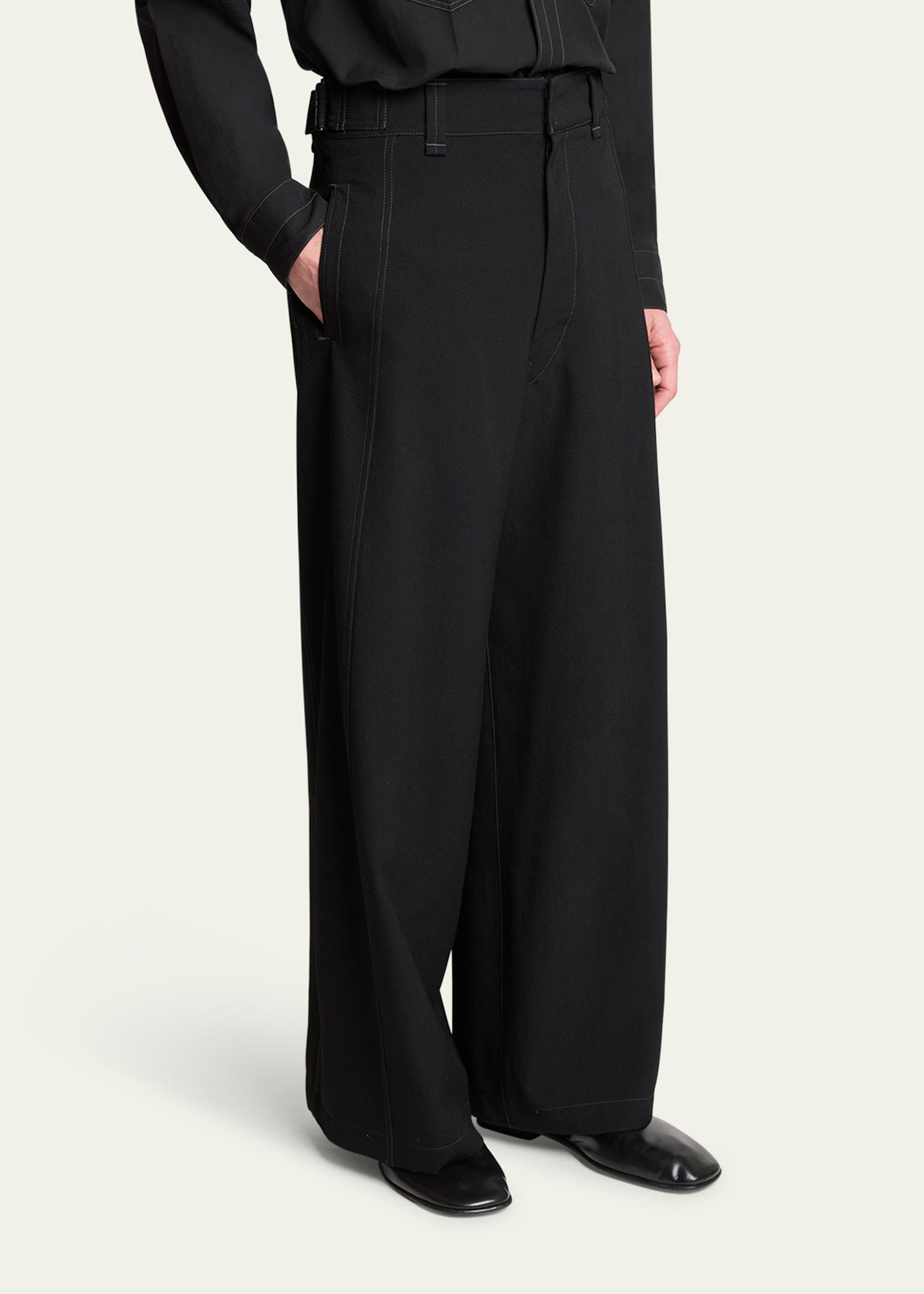 LEMAIRE Men's Wool Twill Wide Leg Utility Pants - Bergdorf Goodman