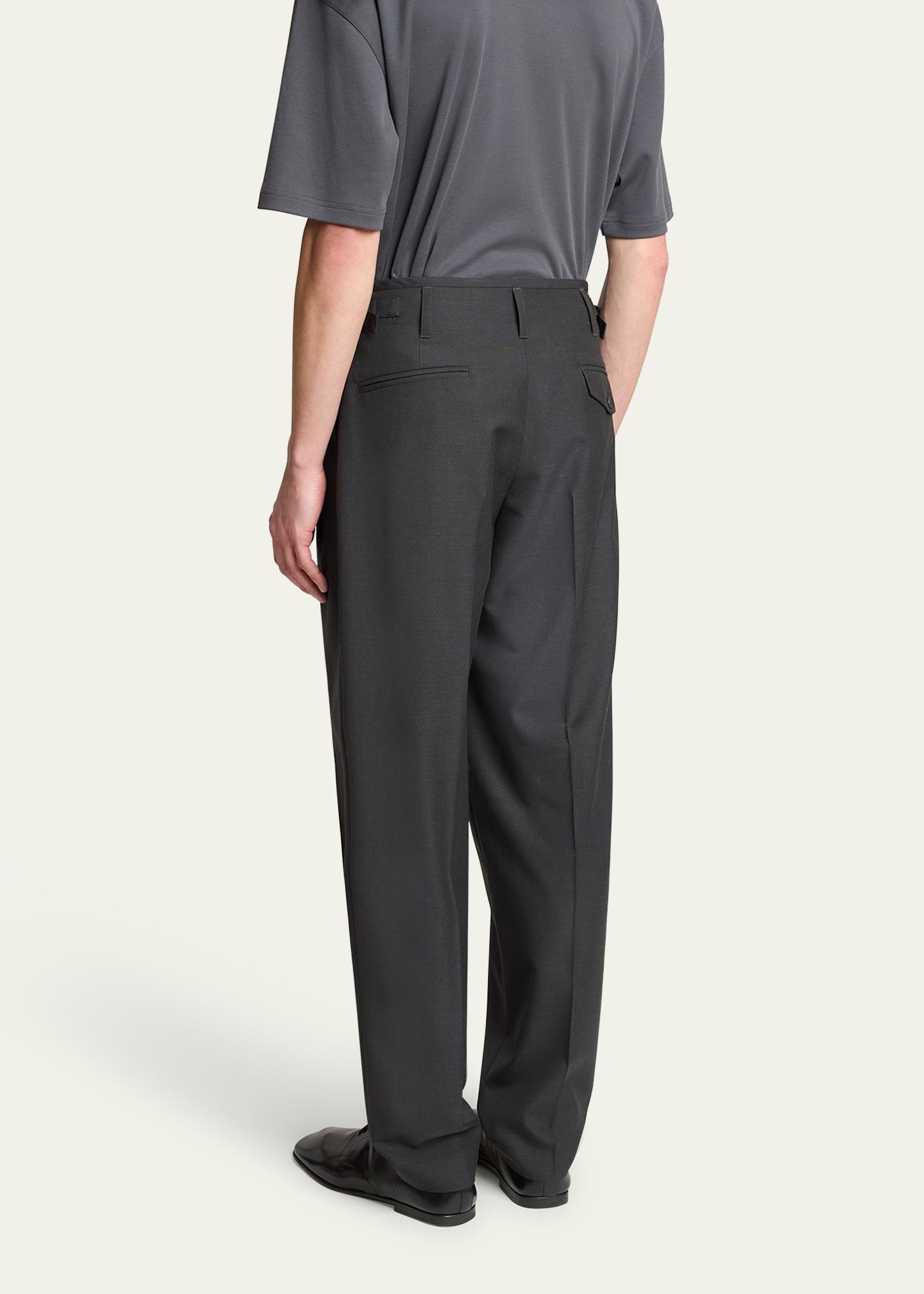 LEMAIRE Men's Tropical Polyester and Wool Pleated Pants - Bergdorf