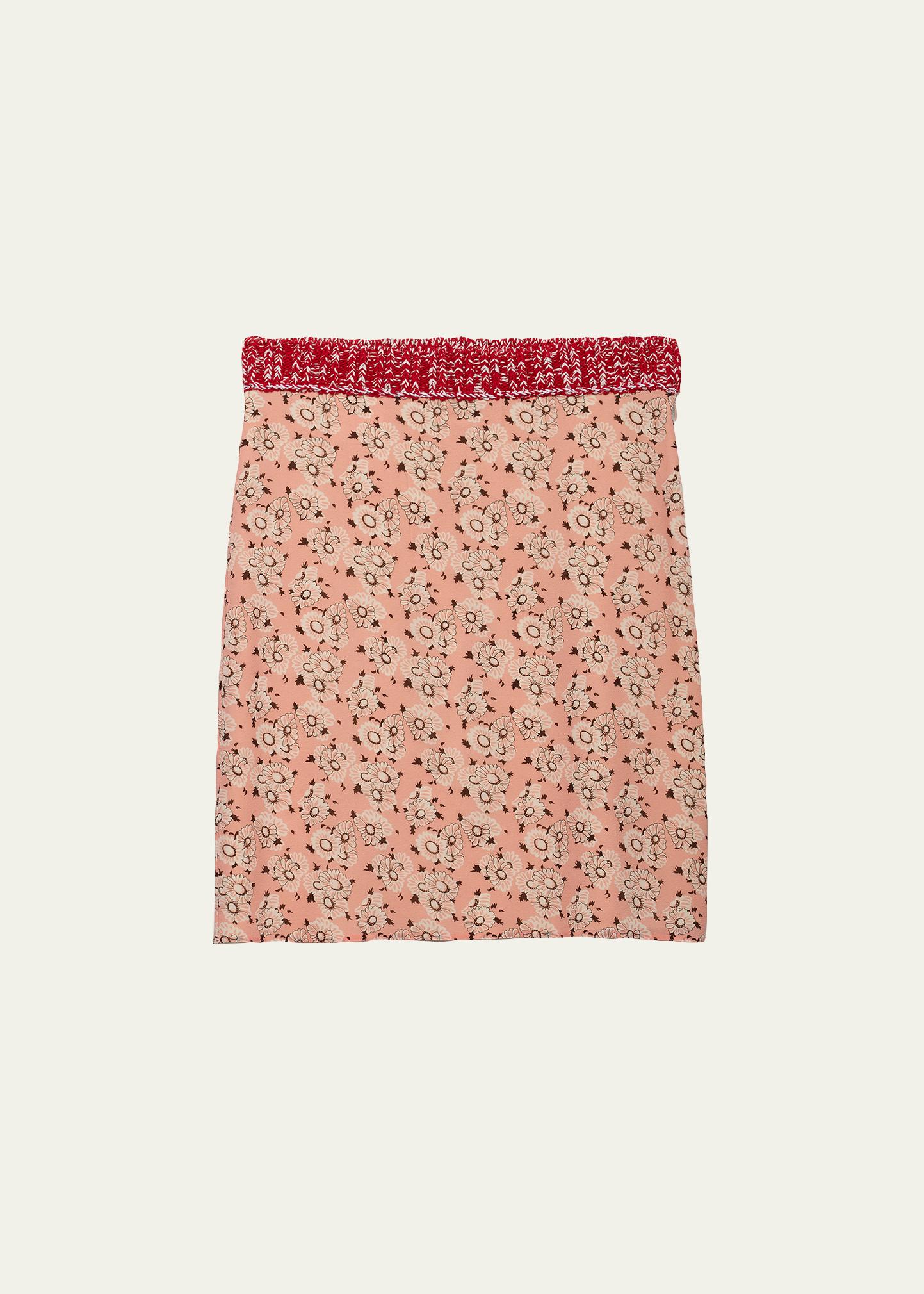 Prada Floral Silk Georgette Skirt - Bergdorf Goodman