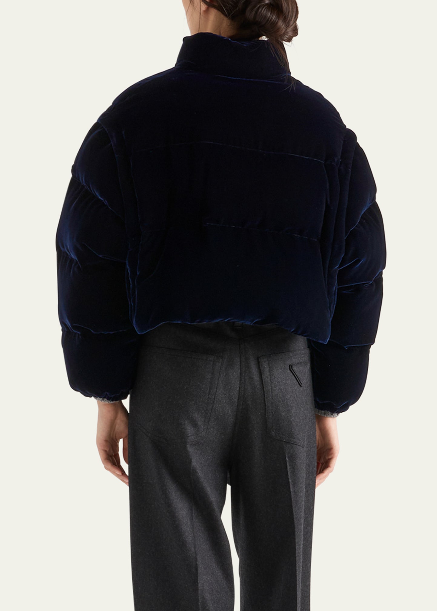 Prada Convertible Cropped Velvet Down Jacket - Bergdorf Goodman