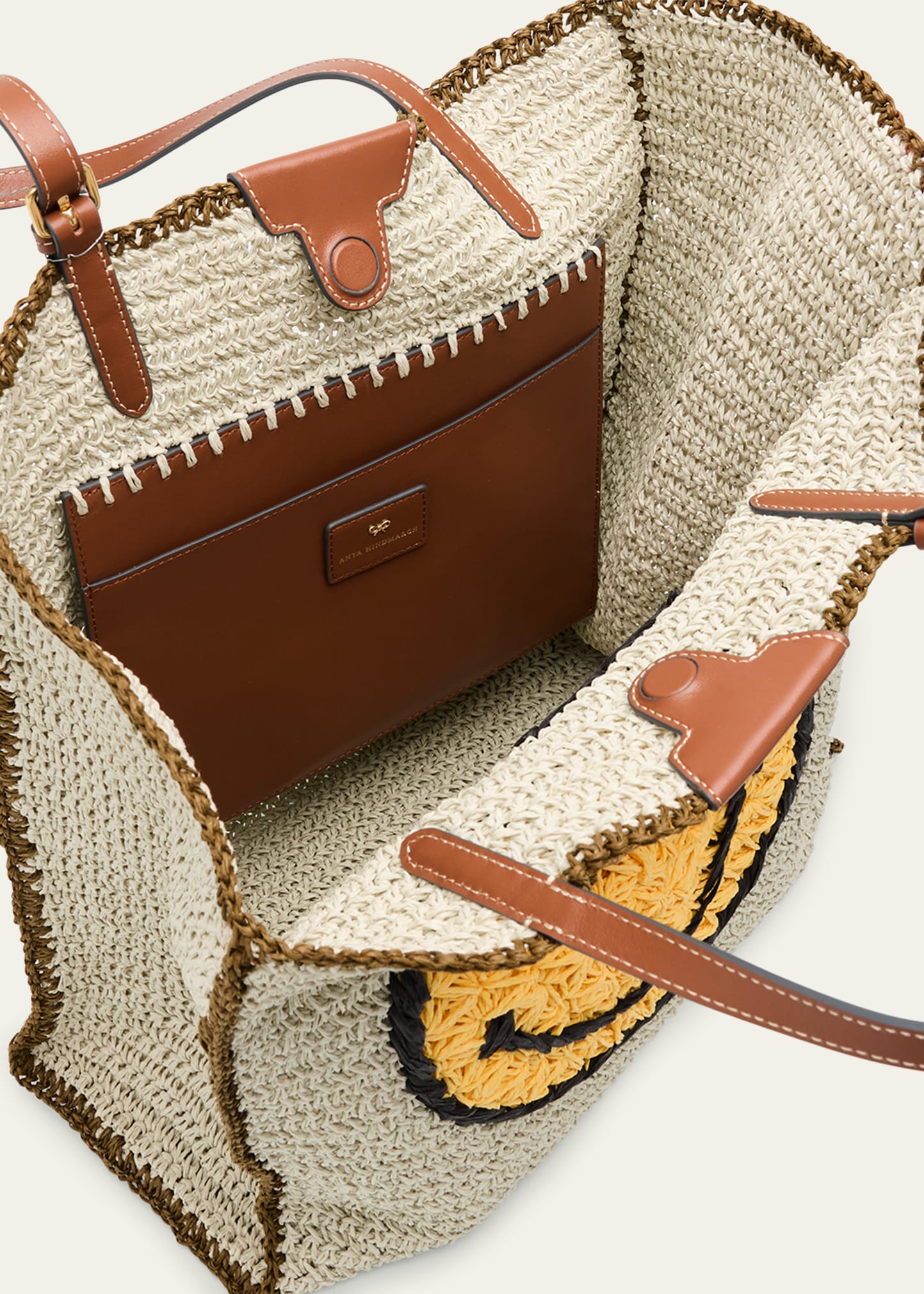 Anya Hindmarch Wink Embroidered Raffia Tote Bag - Bergdorf Goodman