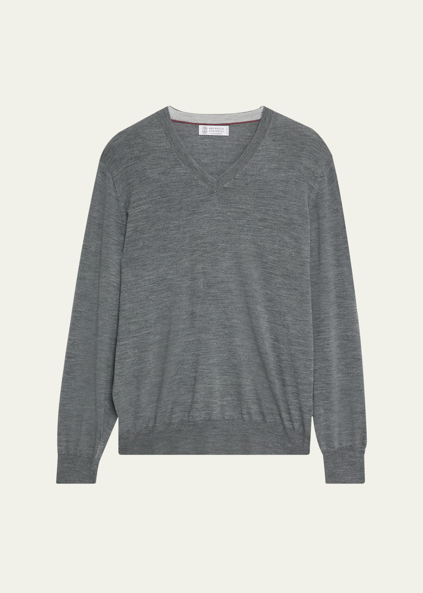 Brunello Cucinelli Men's Fine Gauge Wool and Cashmere V-Neck
