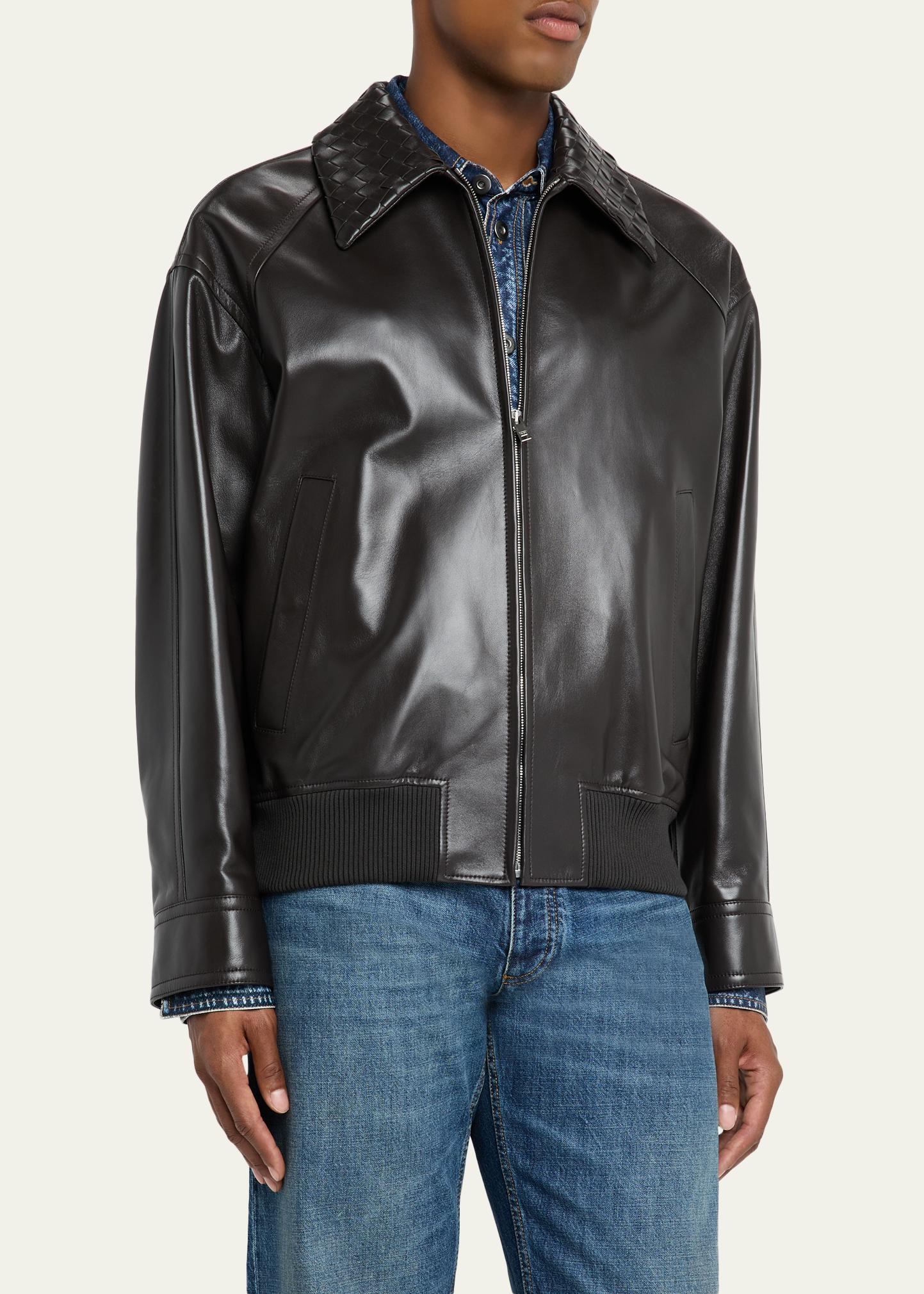 Bottega Veneta Men's Dark Brown Nappa Leather Blouson Jacket