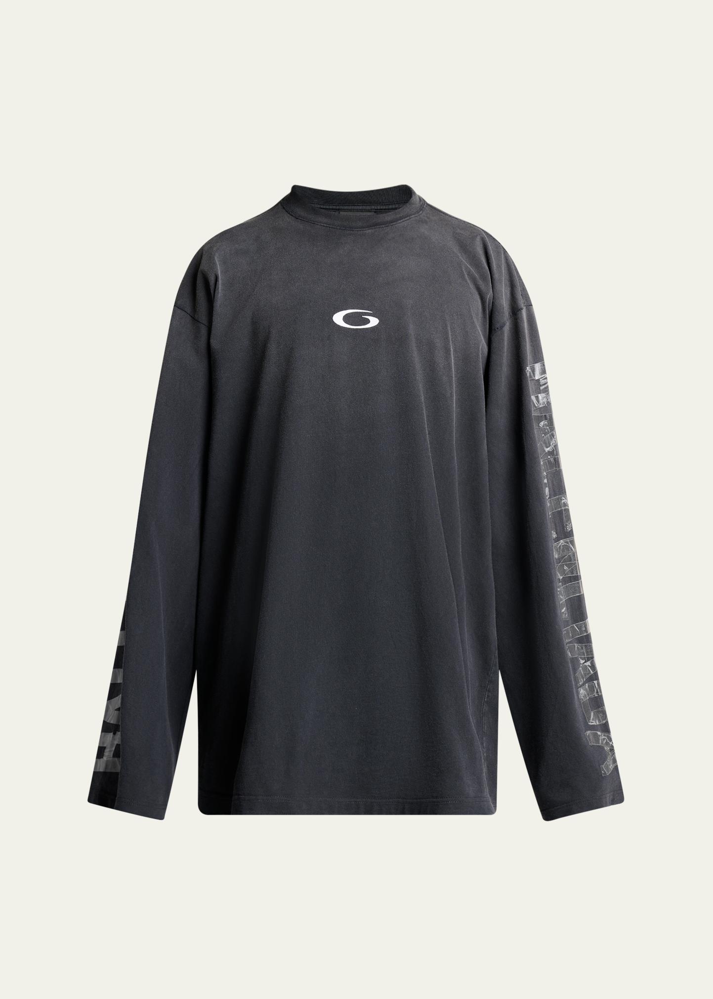 Balenciaga Men's Security Tape Oversized Long-Sleeve T-Shirt