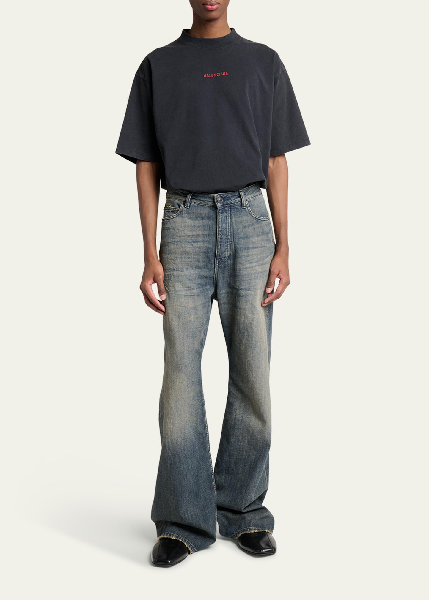 Balenciaga Men's Faded Denim Relaxed-Fit Bootcut Jeans - Bergdorf
