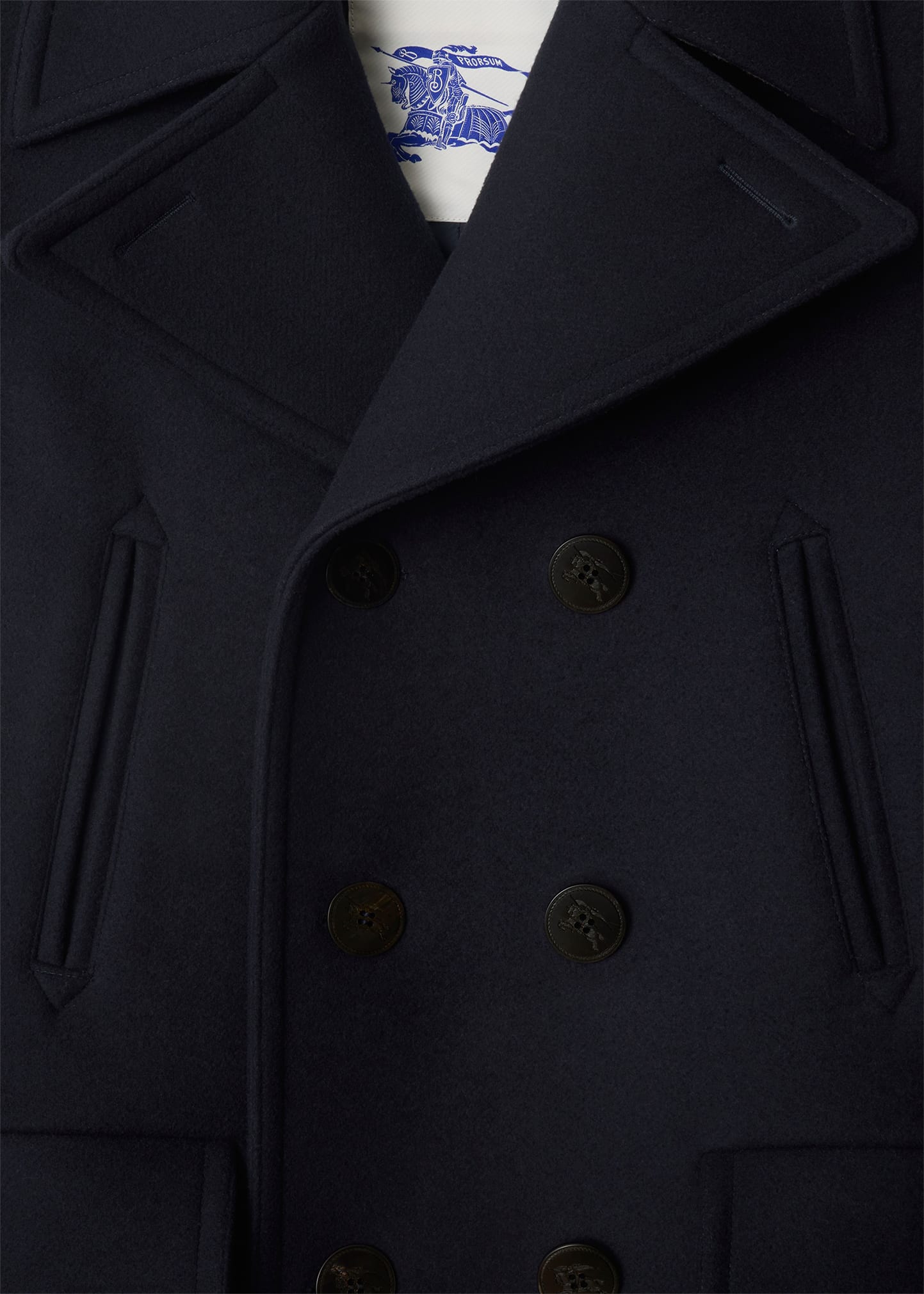 Burberry Men's Wool Check-Undercollar Pea Coat - Bergdorf Goodman