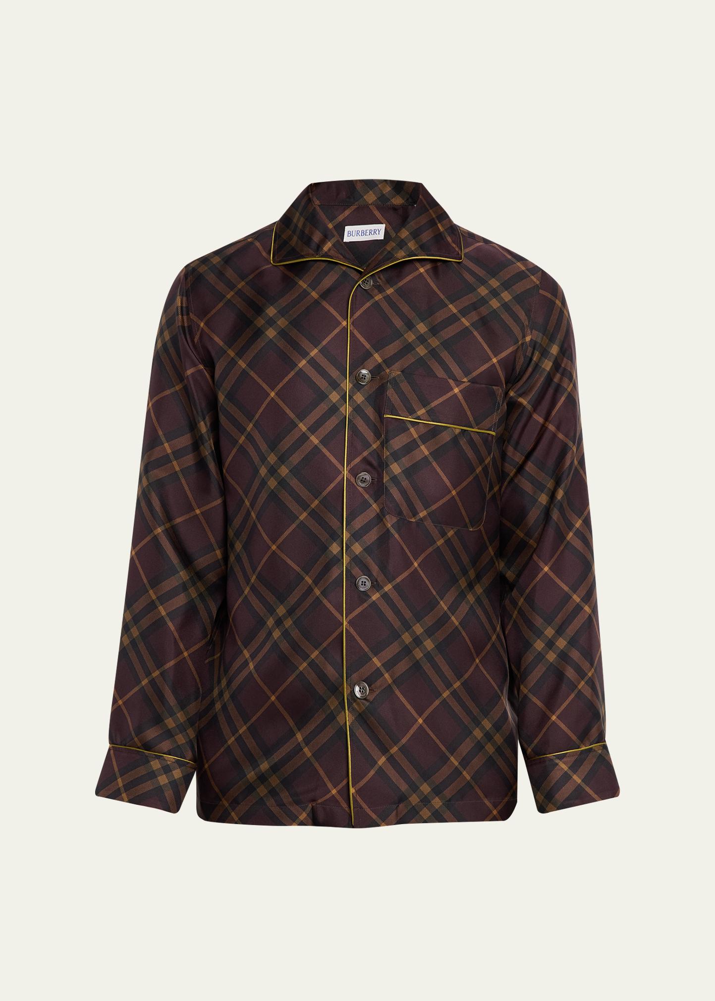 Burberry ワイシャツ　size40 Burberry Men's Check Silk Long-Sleeve Pajama Shirt - Bergdorf Goodman