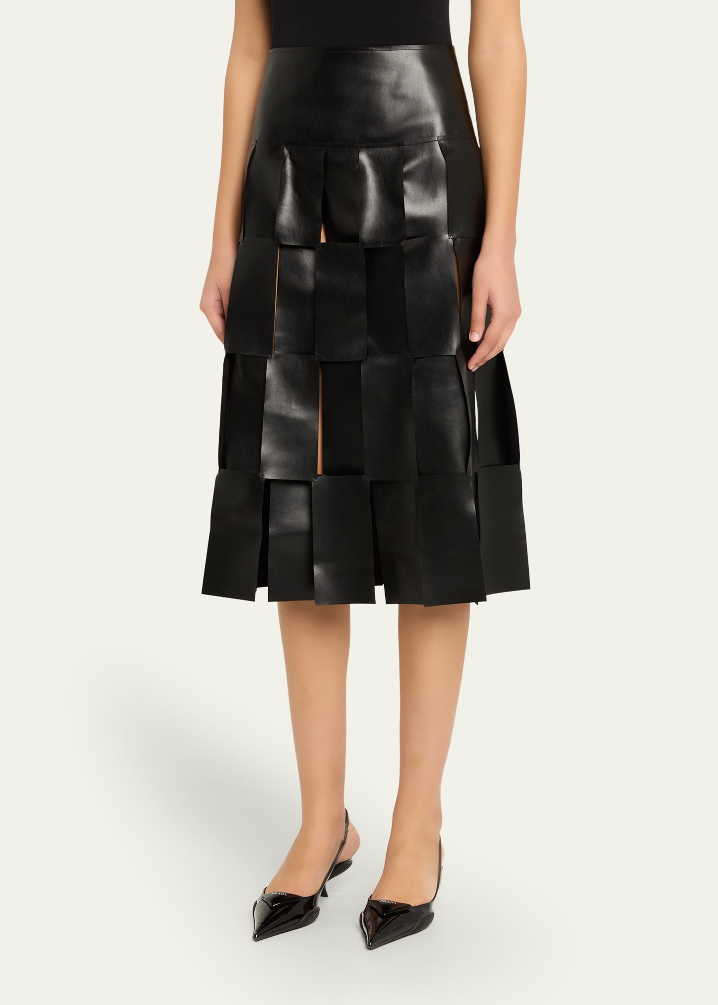 A.W.A.K.E. MODE Faux Leather Multi-Rectangle Midi Skirt - Bergdorf