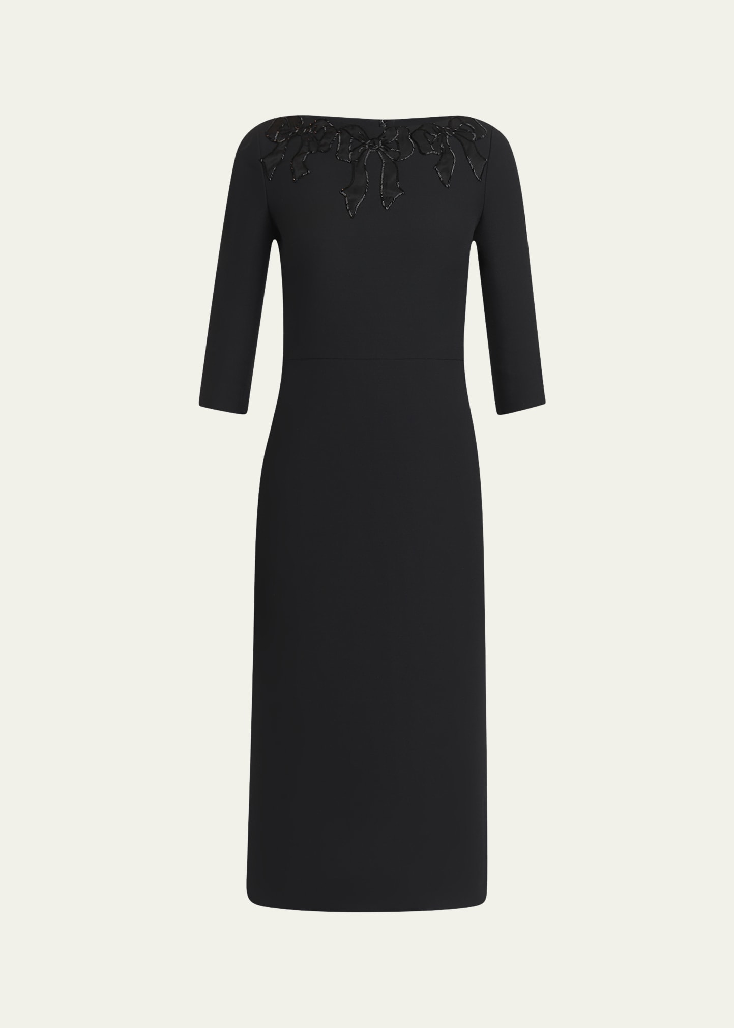 Valentino Garavani Bow Embroidered Wool Silk Midi Dress - Bergdorf