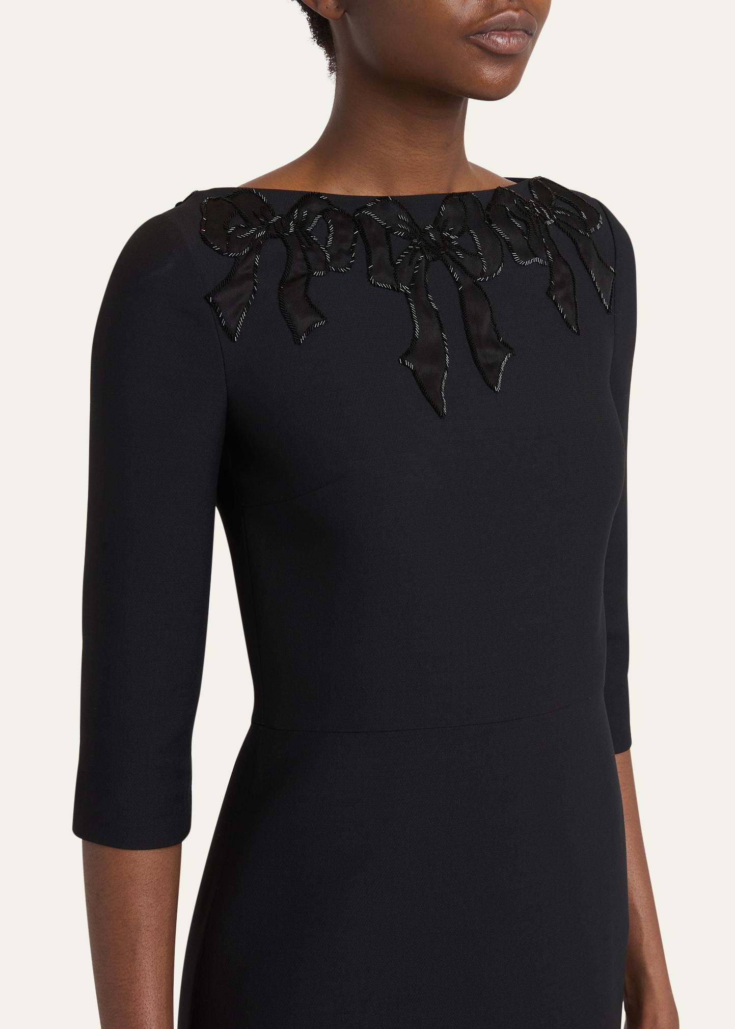 Valentino Garavani Bow Embroidered Wool Silk Midi Dress - Bergdorf