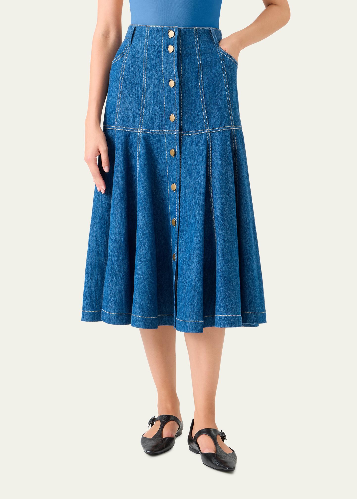 Akris punto Paneled Denim Midi Skirt - Bergdorf Goodman